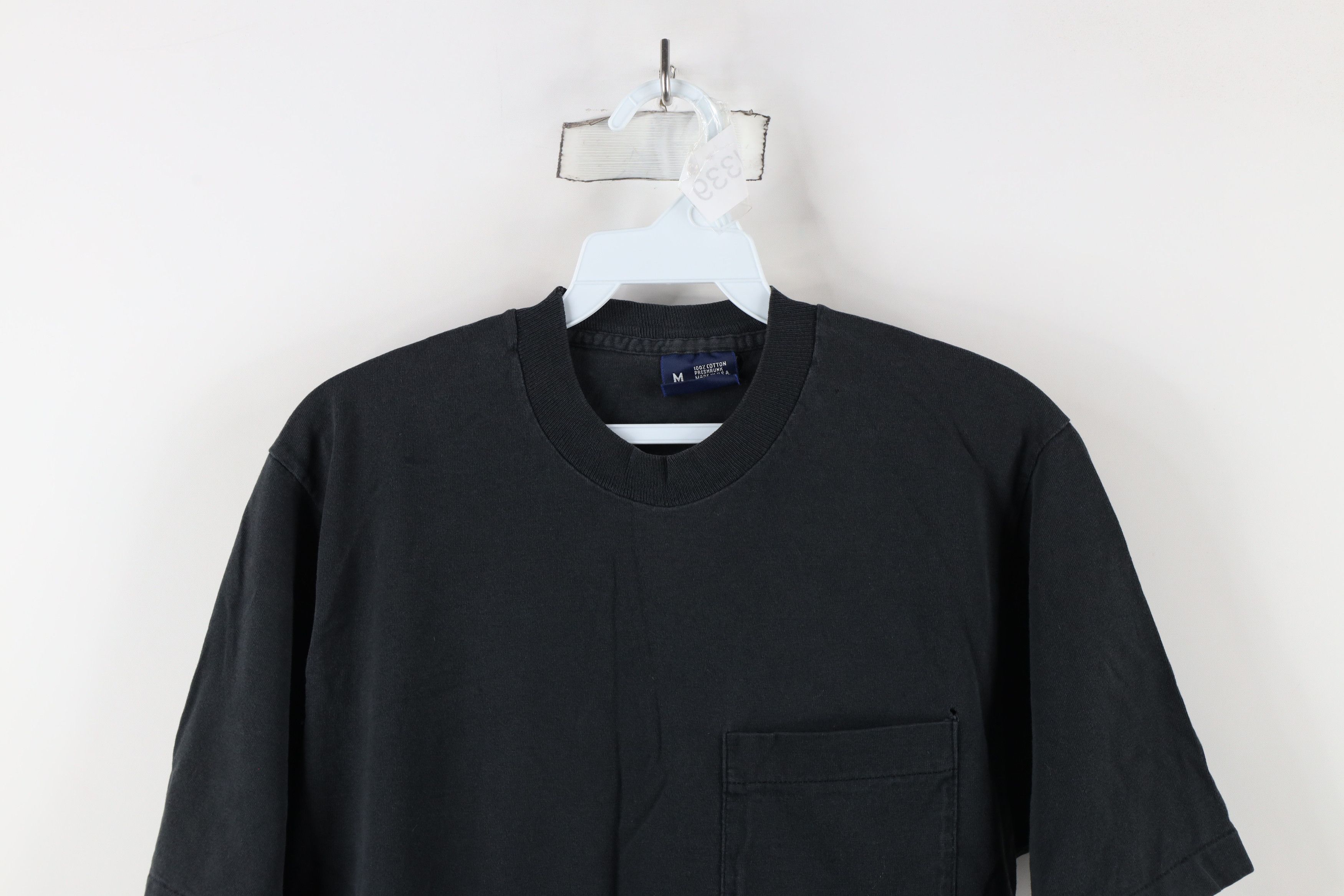Vintage Vintage 90s Streetwear Blank Pocket T-Shirt Black Cotton USA Size US M / EU 48-50 / 2 - 2 Thumbnail