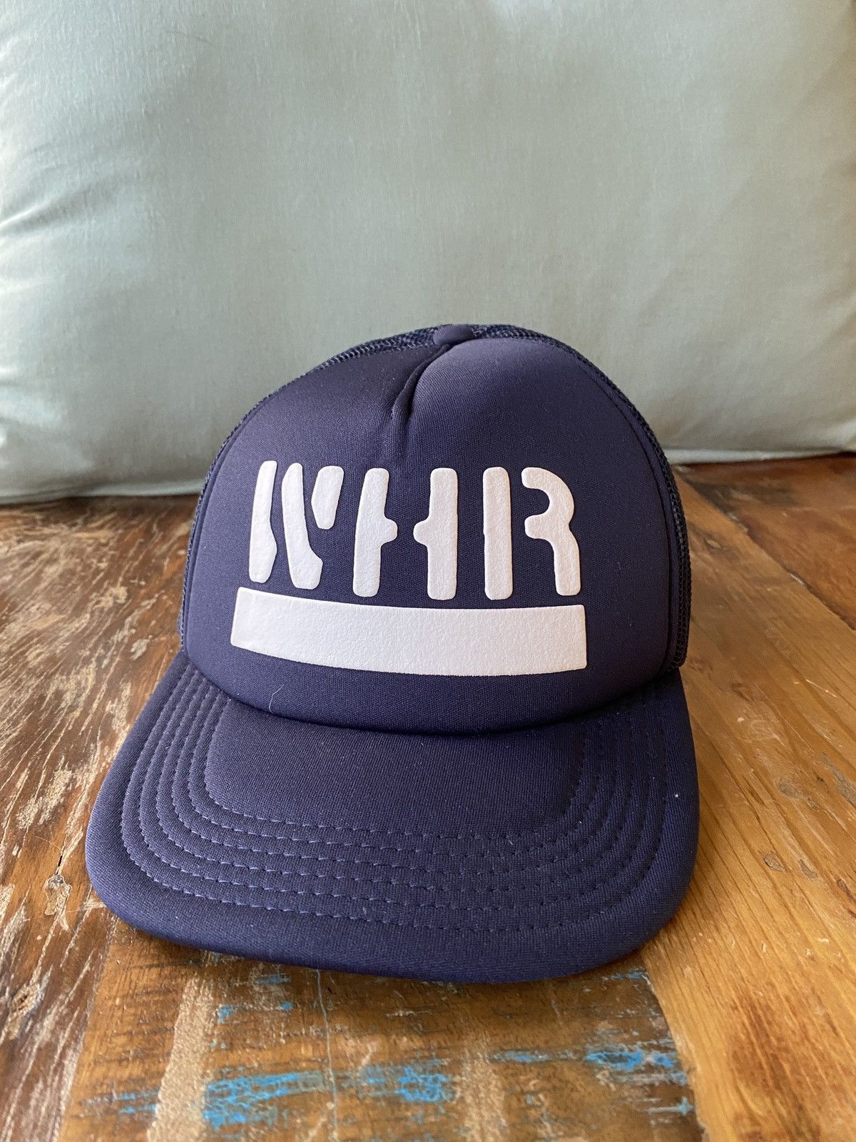 image of Western Hydrodynamic Research Puff Logo Trucker Hat in Blue, Men's