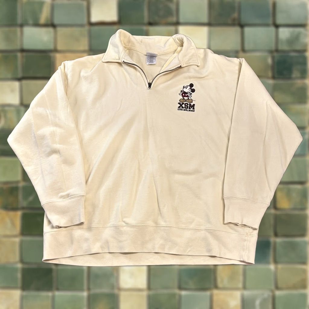 Disney VINTAGE Mickey Mouse 1/4 Zip Sweatshirt XL 90s Yellow Mens Size US XL / EU 56 / 4 - 1 Thumbnail