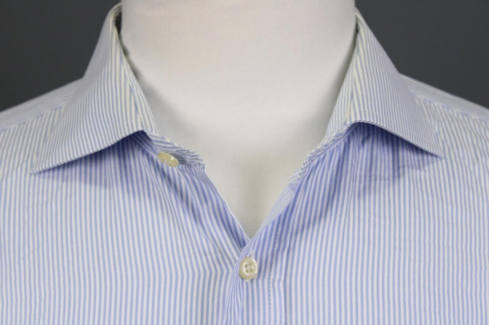 Designer Boggi Milano Blue Striped Button Down Shirt 41 / 16 Size US M / EU 48-50 / 2 - 6 Thumbnail