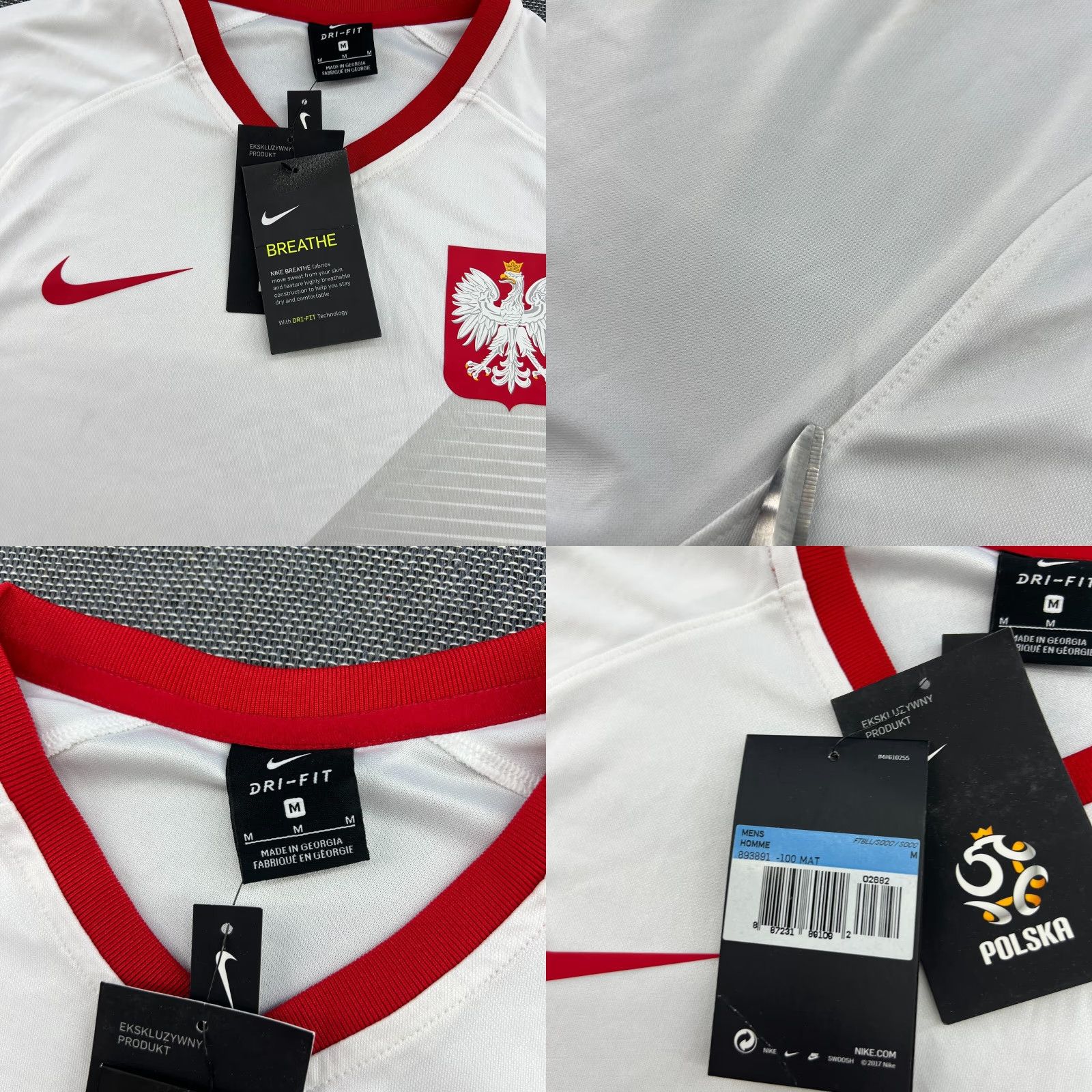 Nike Nike Poland 2018 2019 Home Football Jersey Mens Medium Adult Shirt World Cup White M Short Sleeve Moisture Wicking Quick Dry Sportswear Size US M / EU 48-50 / 2 - 8 Thumbnail