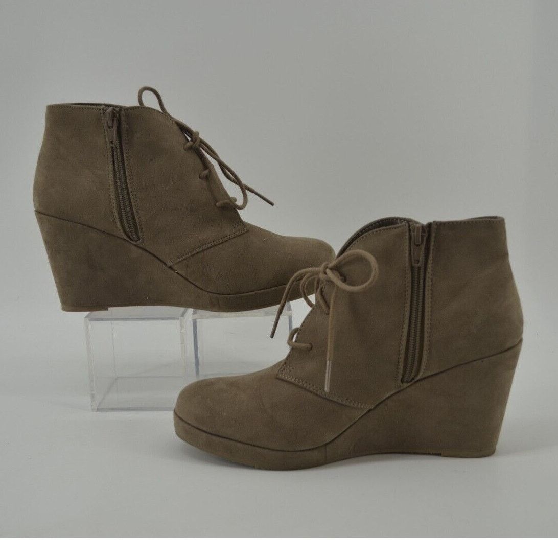 Merona Merona Size 8.5 Taupe Tan Boot Faux Suede Wedge Lace Women's Size US 8.5 / IT 38.5 - 5 Thumbnail