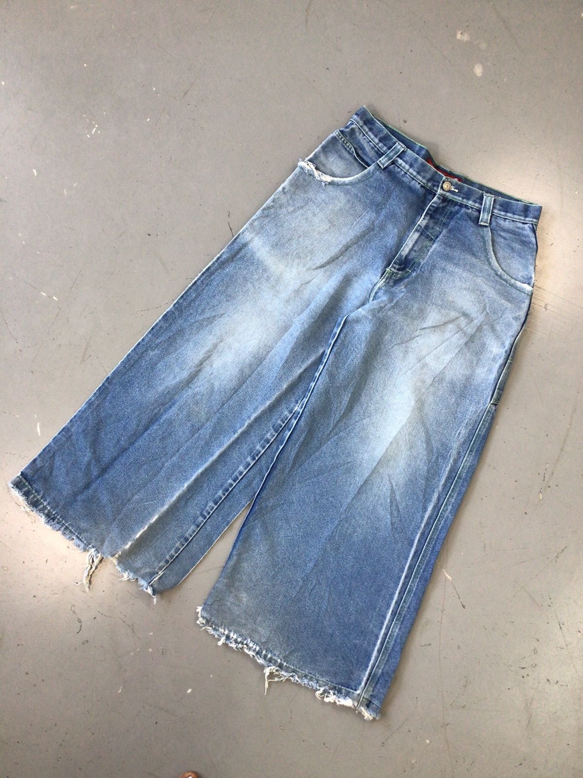 JNCO × Southpole × Vintage Vintage snakeyes SpellOut embroidered flared denim Size US 33 - 3 Thumbnail