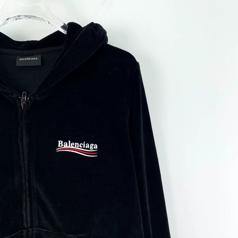 Balenciaga Balenciaga Black Logo Embroidered Zip Hoodie-2506 Size L / US 10 / IT 46 - 3 Thumbnail