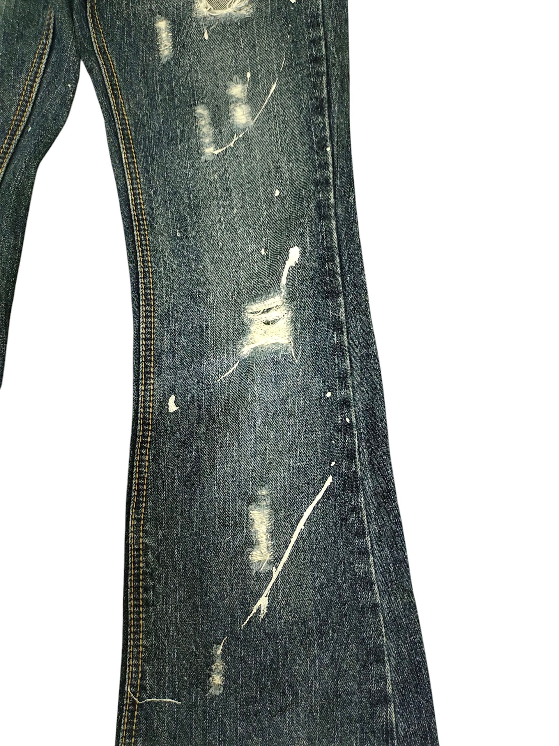 Flare Jeans Elvence Painted Distress Denim Bootcut Low Rise
