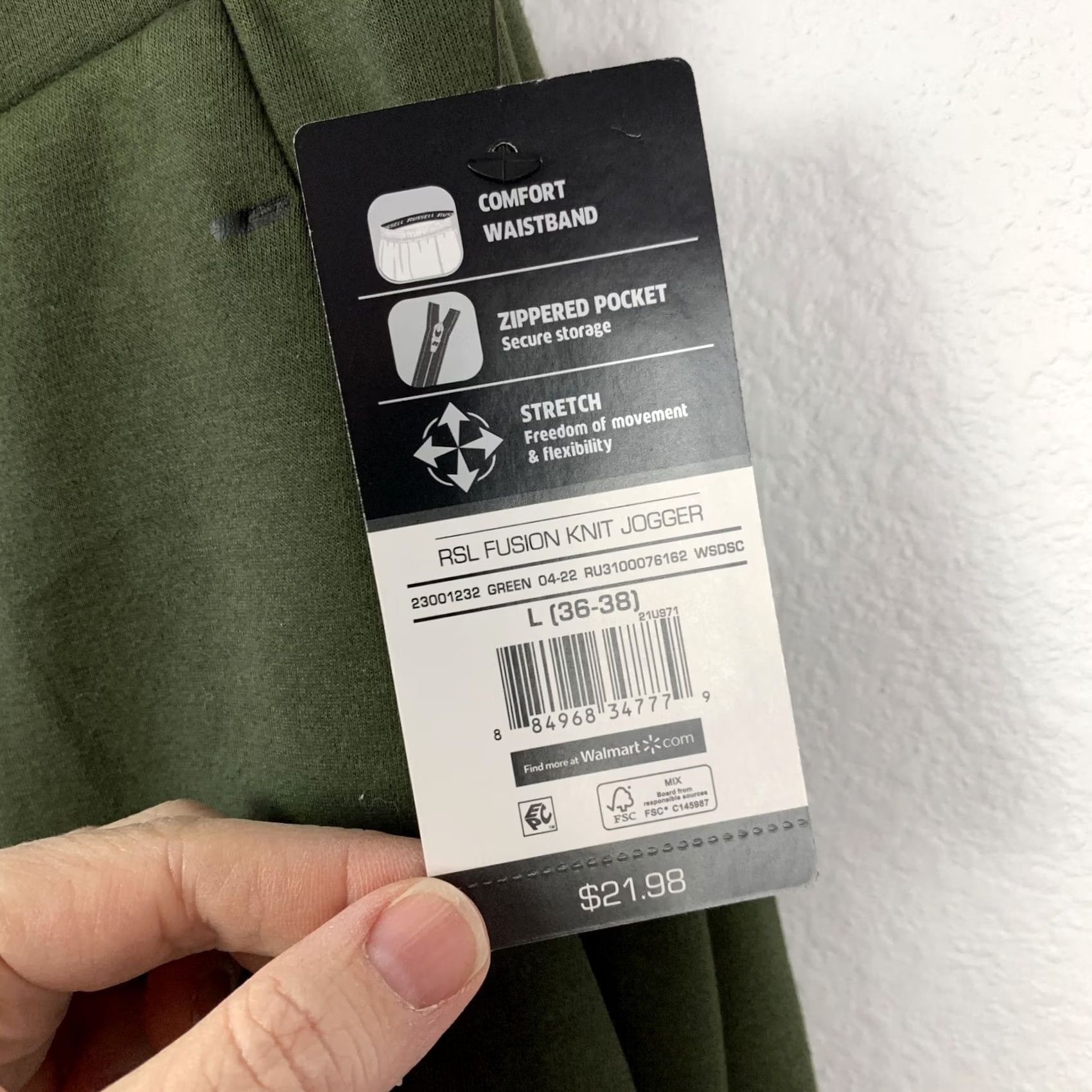 Olive VINTAGE Russell Fusion Knit Jogger Pants Olive Green L 36-38 Slim Fit Men Size US 33 - 2 Thumbnail