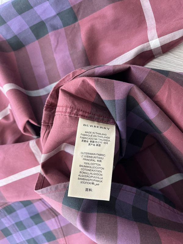 Burberry Burberry Burgundy L Check Checked Long-sleeve Shirt Size US L / EU 52-54 / 3 - 3 Thumbnail