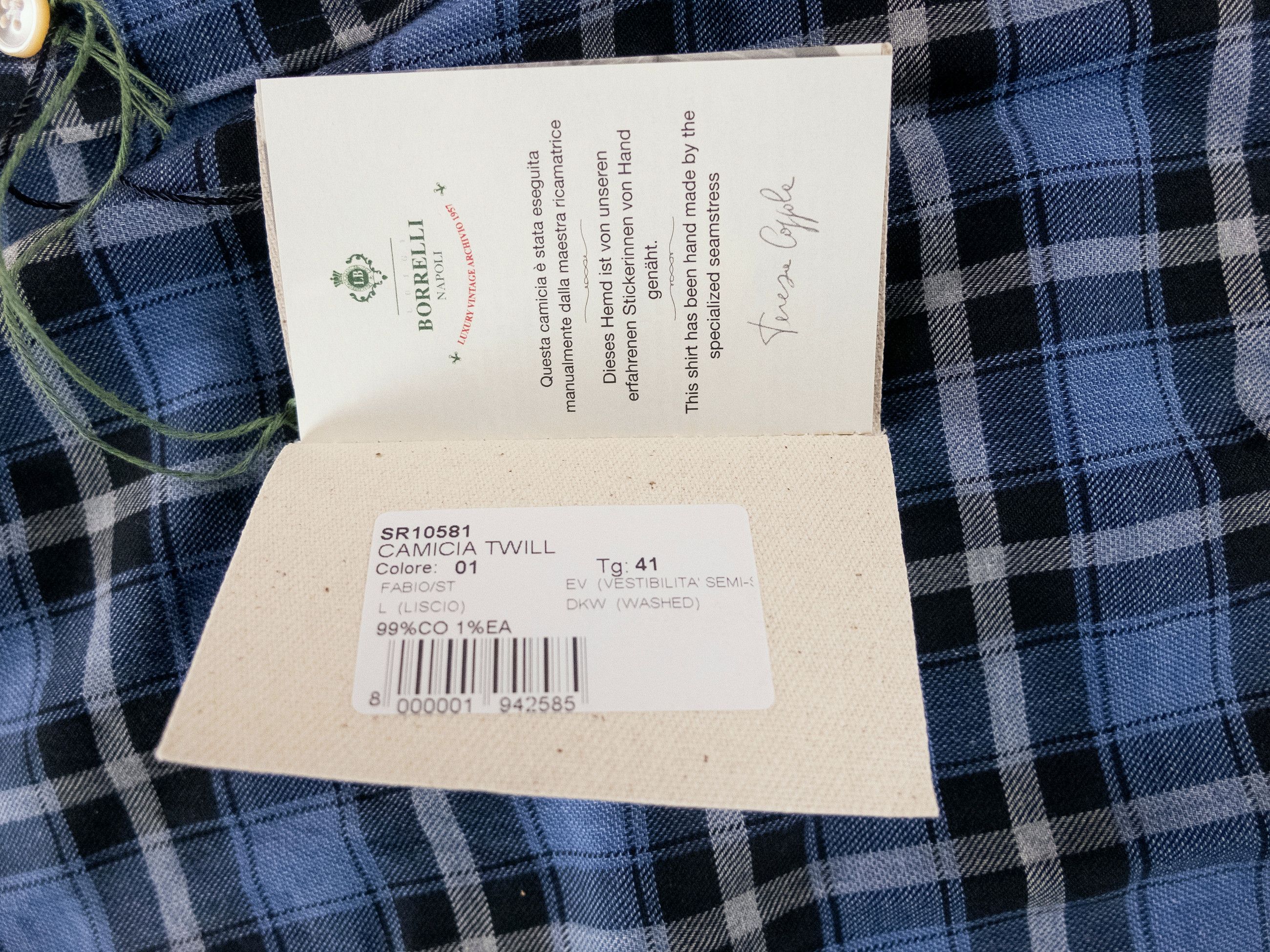 Luigi Borrelli BORRELLI Napoli blue cotton plaid dress shirt Size 41 / 16 Size US L / EU 52-54 / 3 - 3 Thumbnail