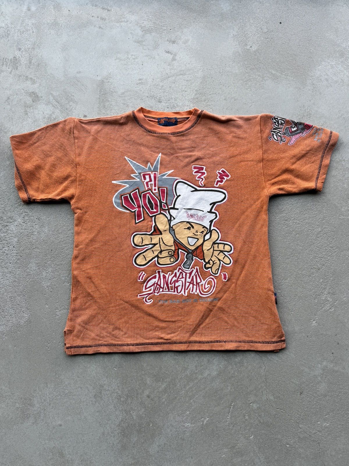 Pre-owned Jnco X Vintage 90's Gangstar Rap Hip-hop Like Jnco Jeans Tshirt In Orange