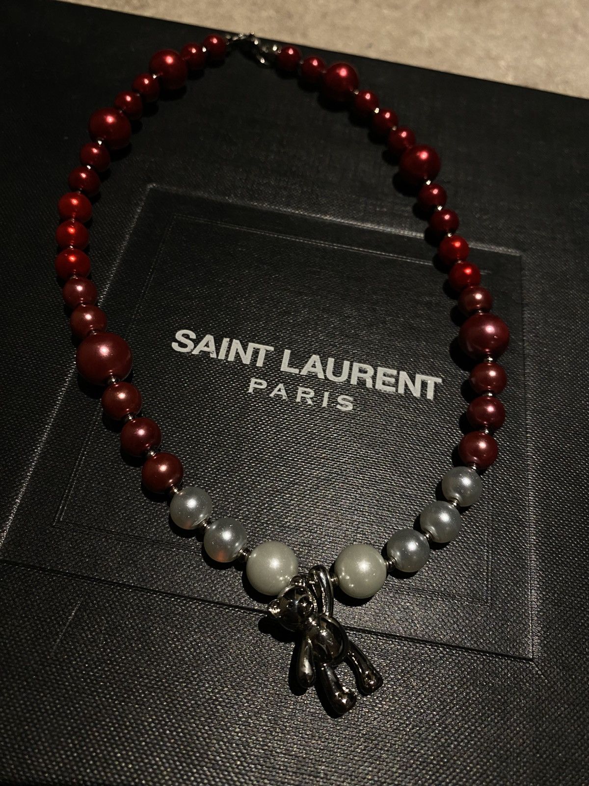 Red Gradient Teddy Bear Necklace