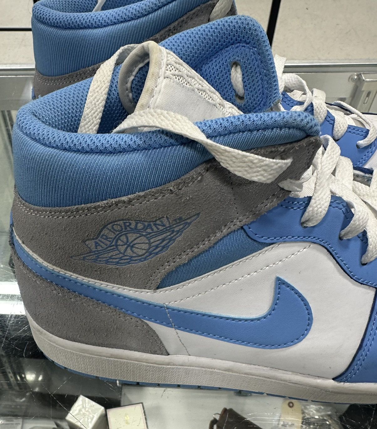 Jordan Brand × Nike Air Jordan 1 Mid University Blue Grey Size US 12 / EU 45 - 3 Thumbnail