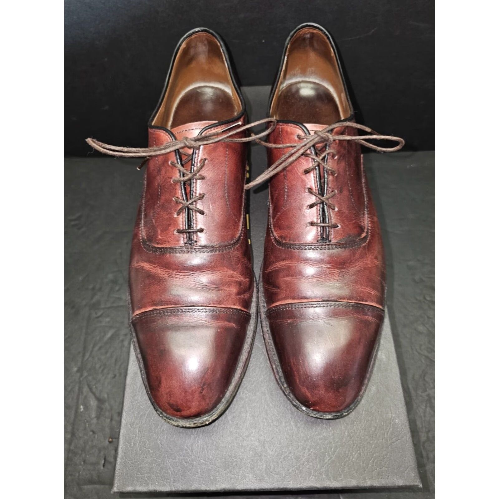 Allen Edmonds Park Avenue Oxford Cap Toe Leather Dress Shoes Size 9 1/2 C Oxblood