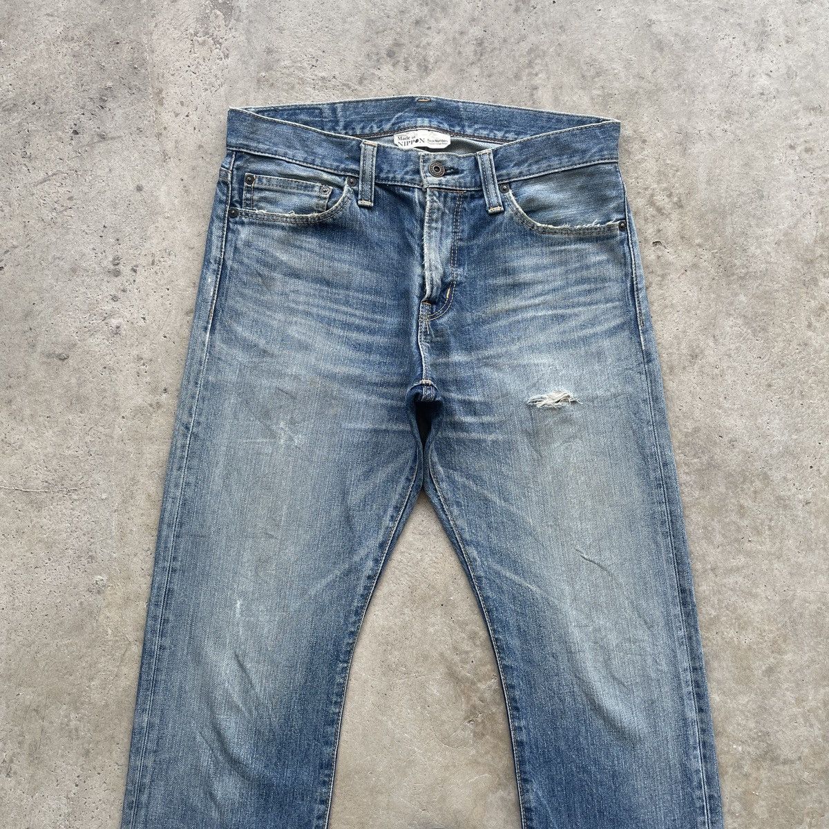 Japanese Brand Vintage Back Number Japan Faded Jeans Distressed Pants W31 Size US 31 - 3 Thumbnail