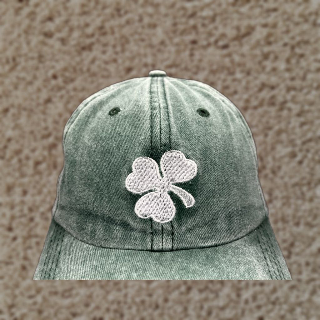 Vintage Clover Hat Adult Small Green Cotton Denim Look Strap Back Beach Twill Size ONE SIZE - 1 Thumbnail