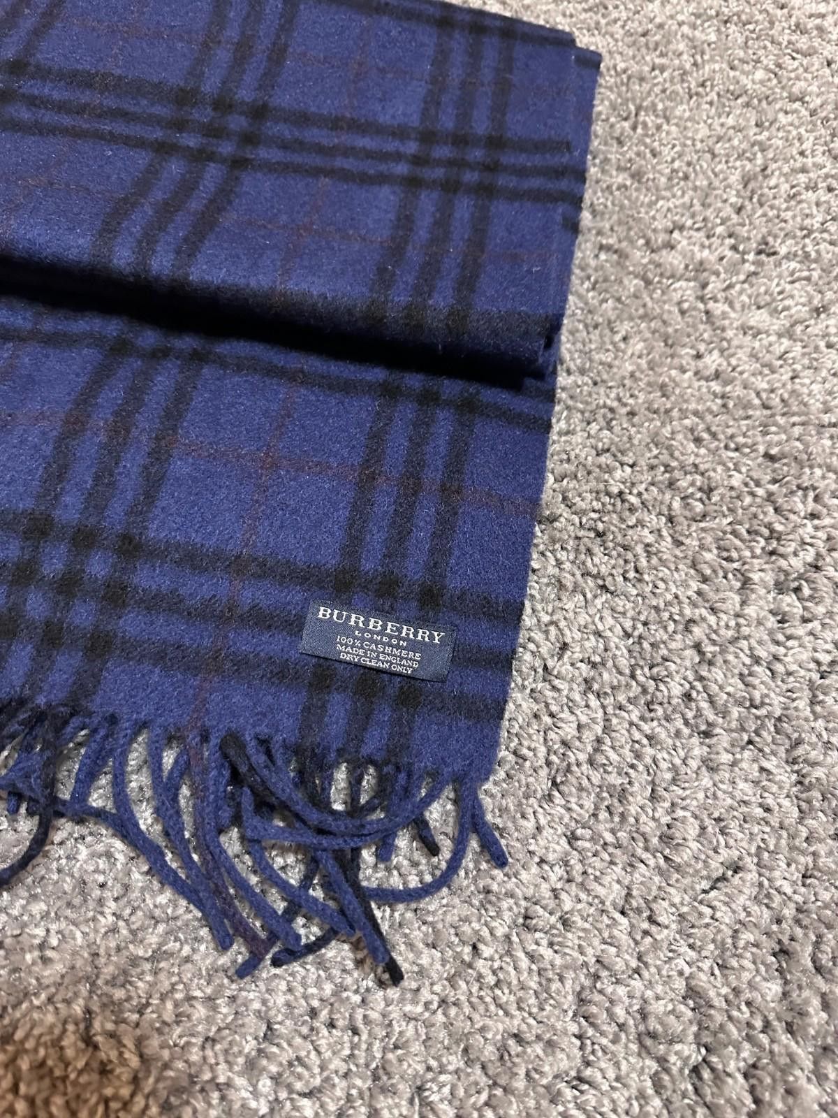 Burberry Burberry Nova Check Blue Cashmere Scarf Size ONE SIZE - 2 Thumbnail