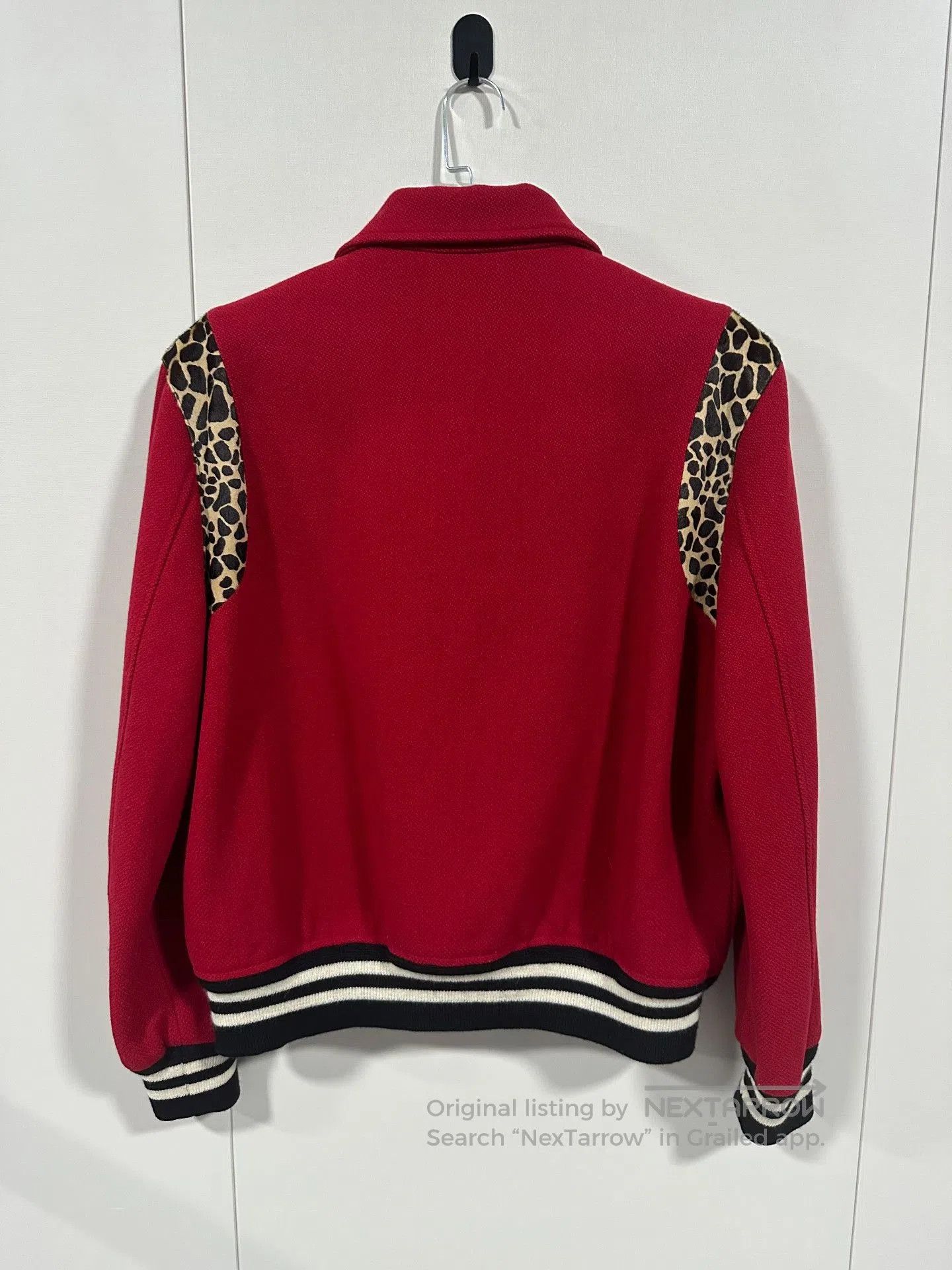 Saint Laurent Paris Saint Laurent Red Leopard Wool Varsity Jacket. Size US M / EU 48-50 / 2 - 2 Thumbnail