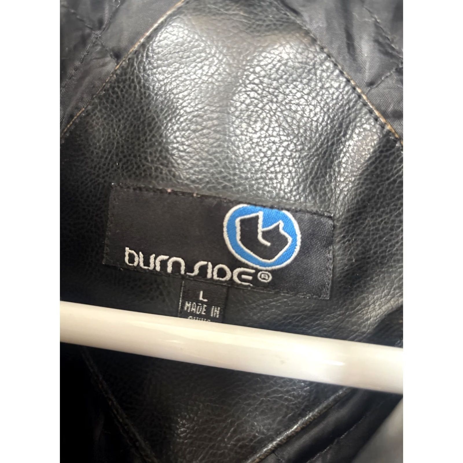 Burnside VINTAGE Burnside Leather Jacket Mens Large Black Faux Leather Racing Moto Bomber 90s Y2K Long Sleeve Zip Pockets Size US L / EU 52-54 / 3 - 3 Thumbnail