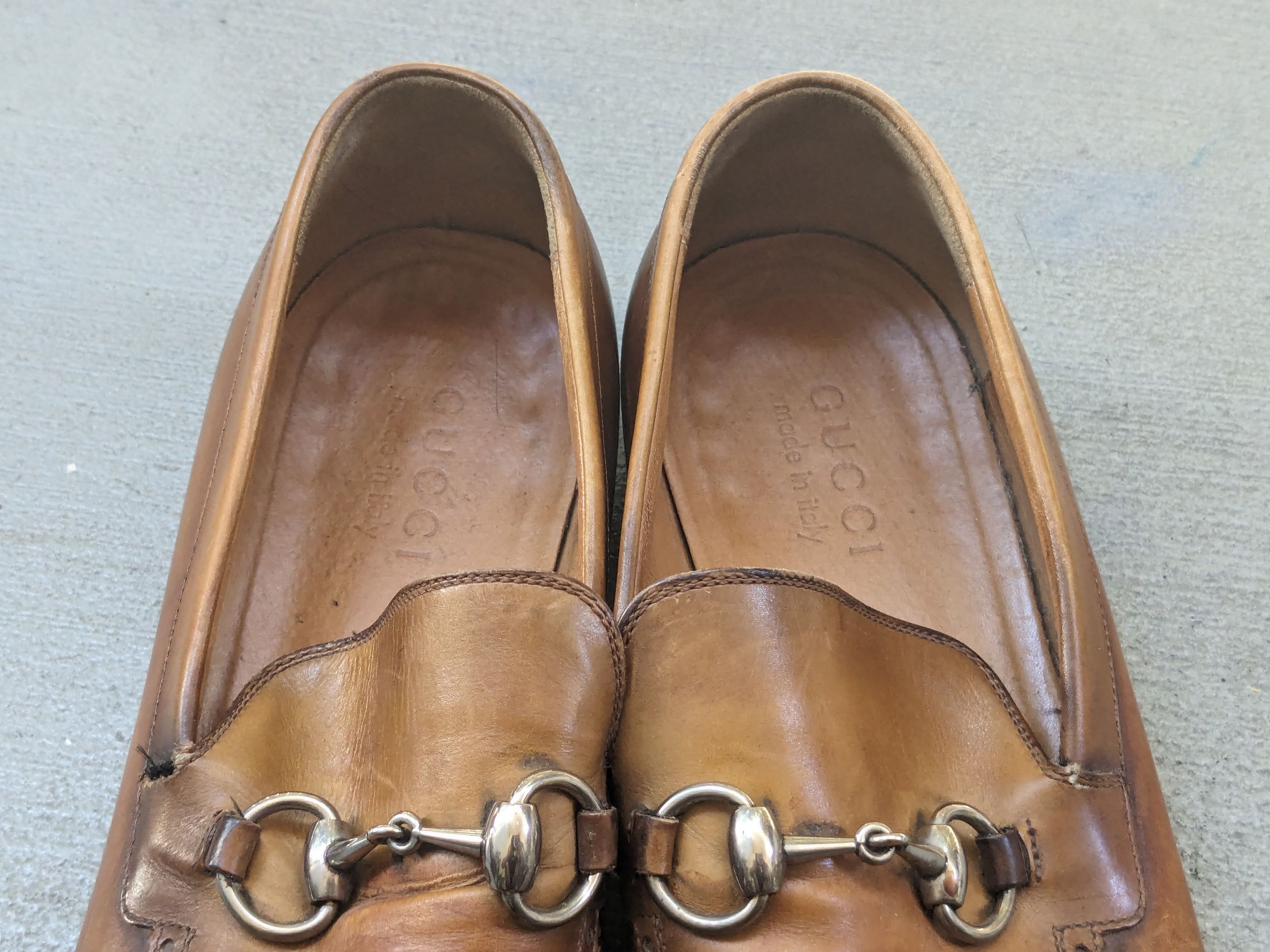 Gucci × Vintage Gucci Loafers Brown 9 Slip Ons Buckle GG Ombre Patina Size US 9 / EU 42 - 7 Thumbnail