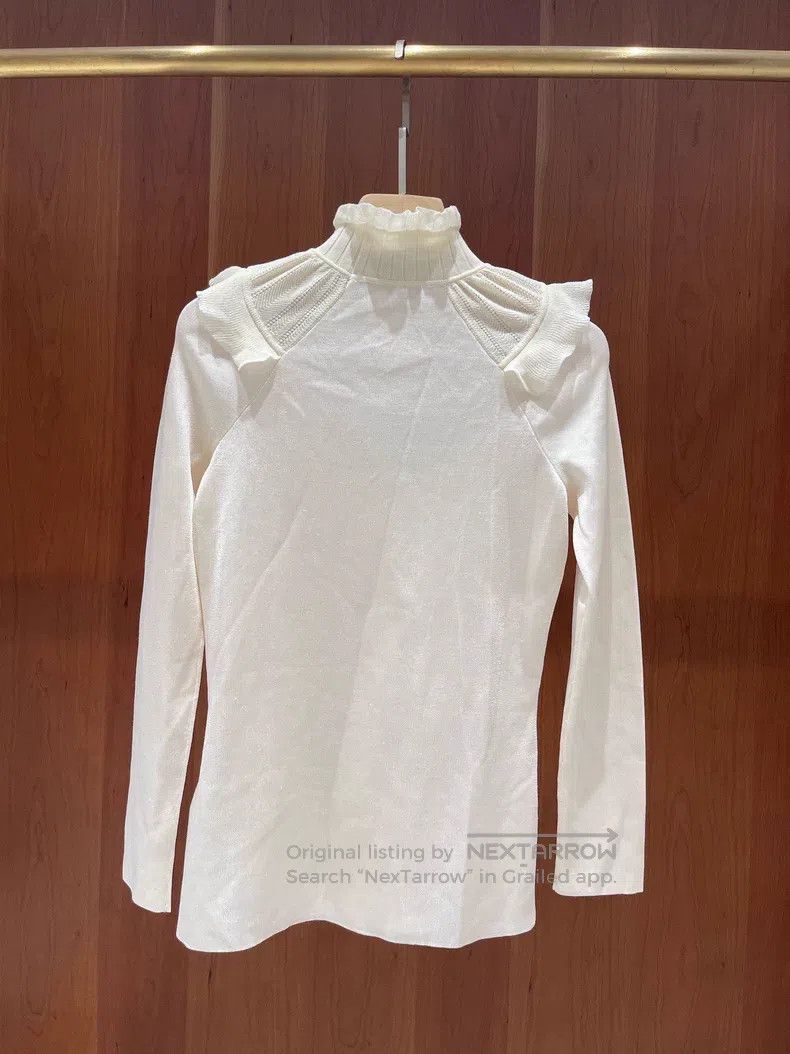 Hermes Hermes Beige Ruffle Knit Top Size XS / US 0-2 / IT 36-38 - 2 Thumbnail