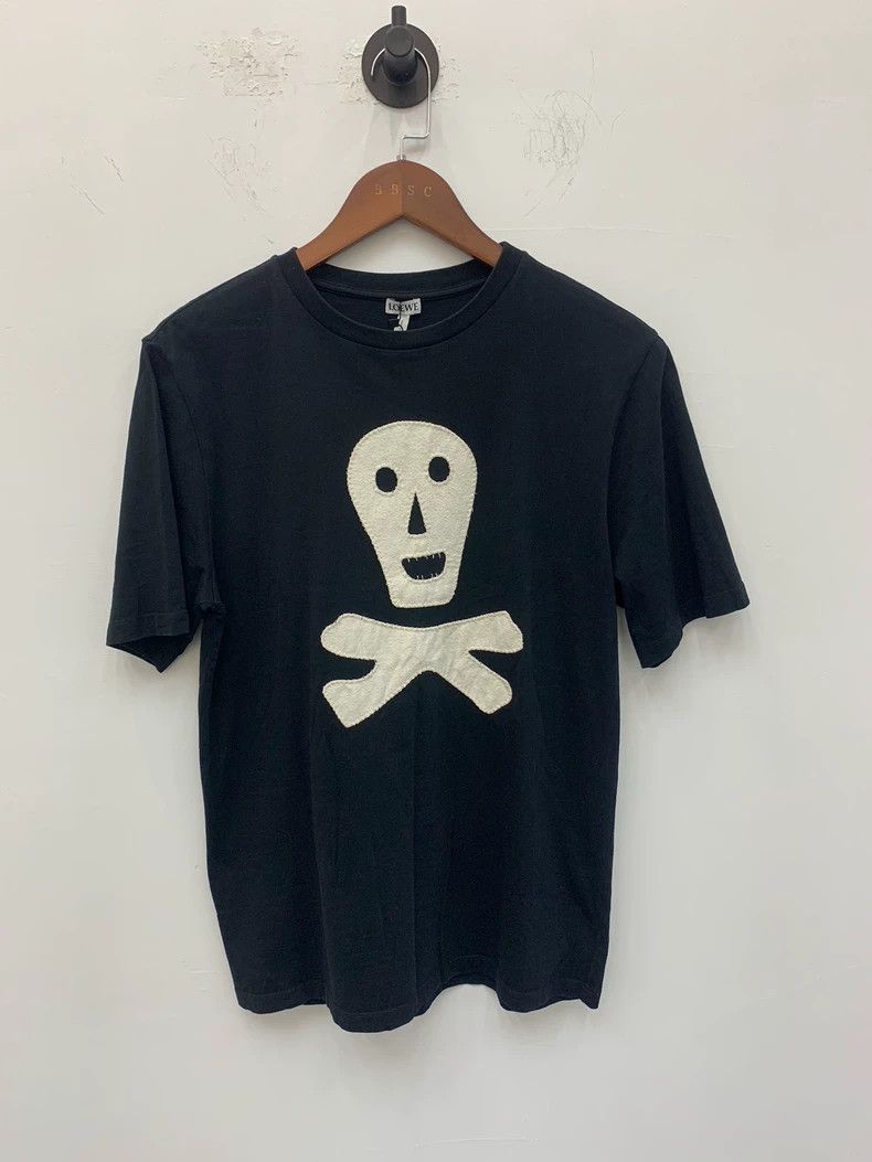 LOEWE Black skeleton embroidered short sleeve T-shirt