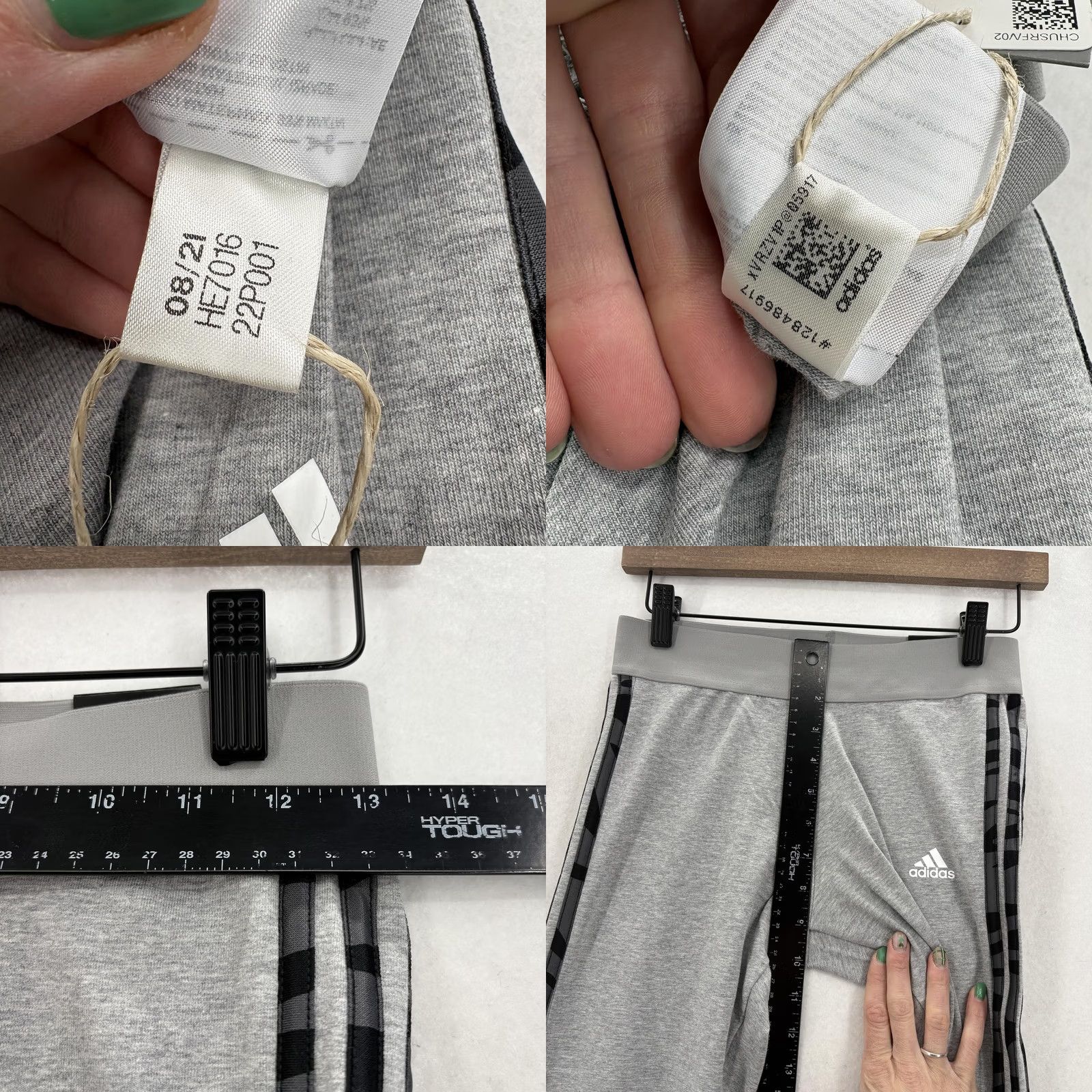 Adidas Adidas Essentials 3-Stripes Leggings Womens Small Gray Tight Fit Mid Rise Gym Size 28" / US 6 / IT 42 - 8 Thumbnail