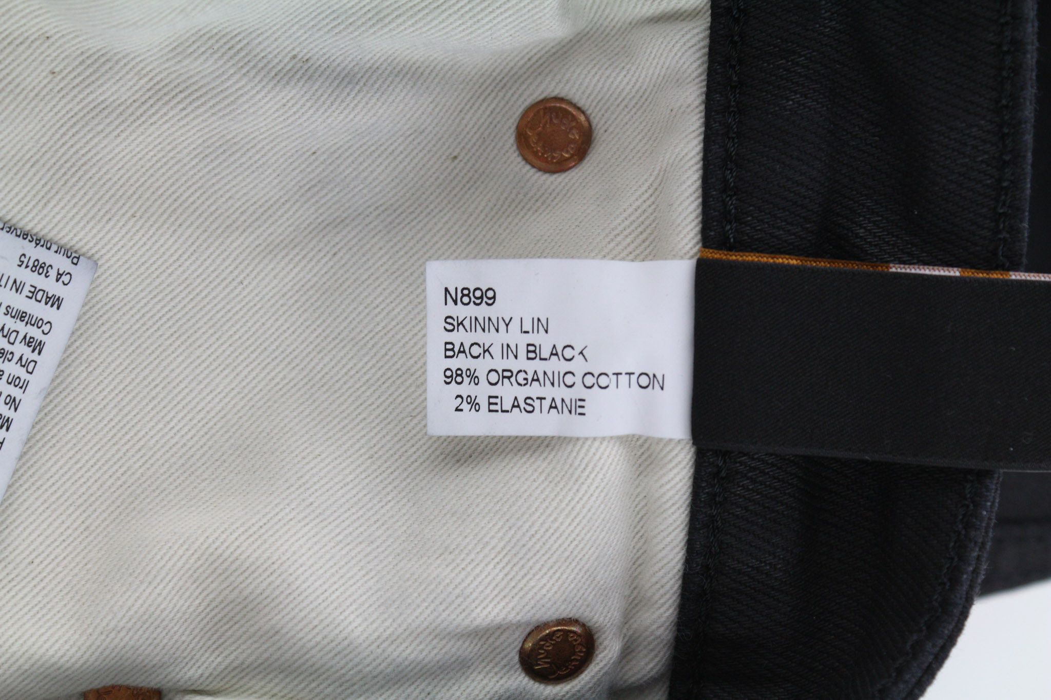 Nudie Jeans SKINNY LIN W27/L34 Black In Black Organic Cotton 80464 Size 27" / US 4 / IT 40 - 7 Thumbnail