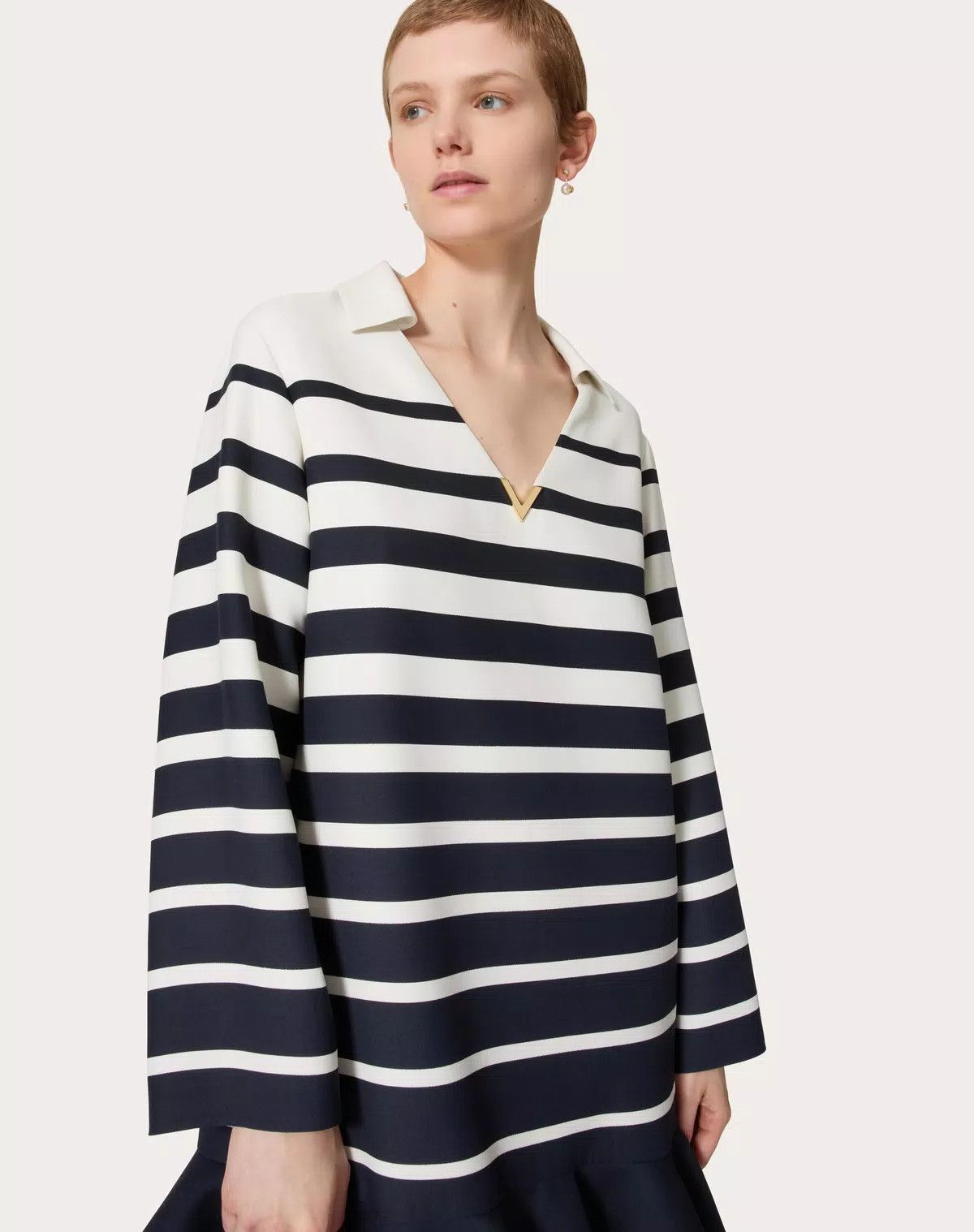 Valentino o1s1wg110426 Short Dress in Ivory/Navy Size M / US 6-8 / IT 42-44 - 7 Thumbnail