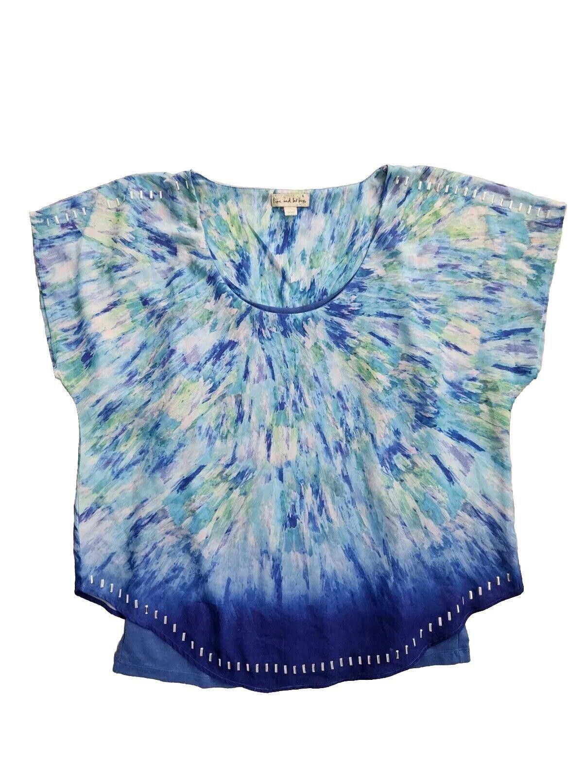 Designer Live And Let Live Top Large Blue Hippie Boho Layered Dolman Size L / US 10 / IT 46 - 1 Thumbnail