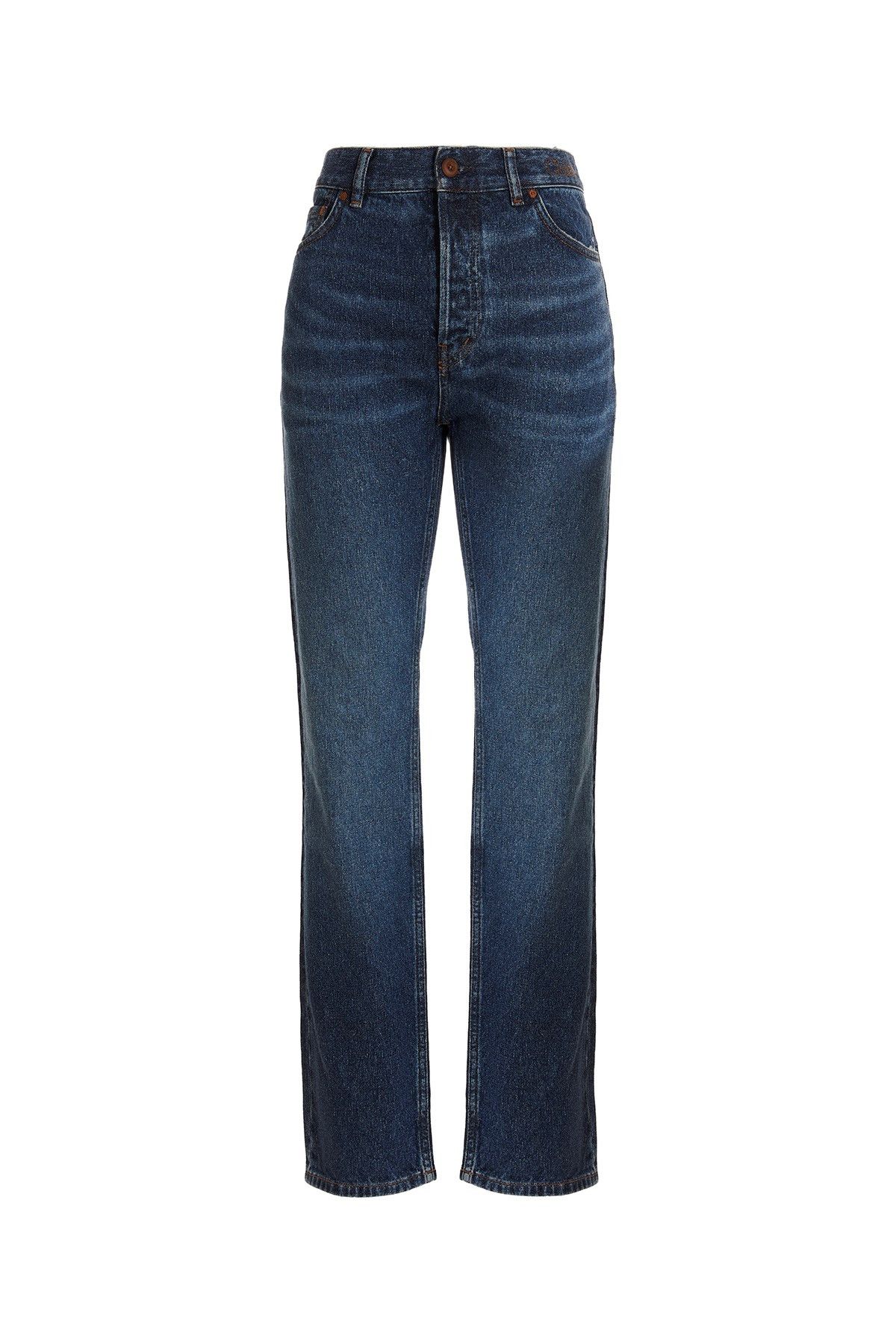 image of Chloe Embroidered Logo Jeans in Blue, Women's (Size 26)