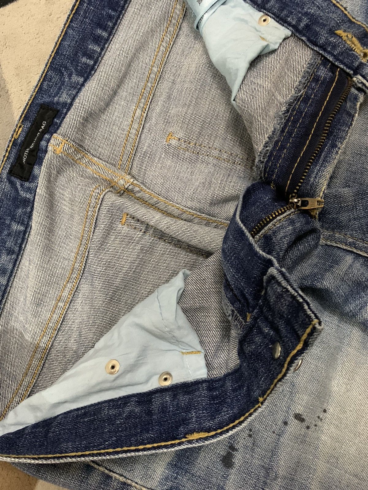 KMRii Vintage Japanese Brand Blue Washed Splatter Distressed Jeans Size US 32 / EU 48 - 20 Thumbnail