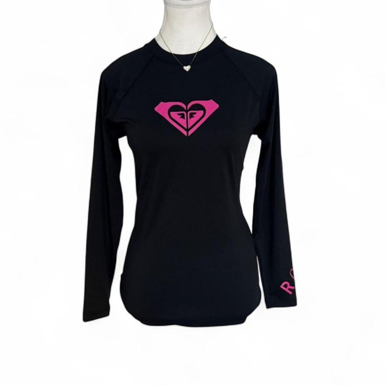 Other Roxy Pink + Black 2000s Beach Y2K Long Sleeve Top Size Small Size S / US 4 / IT 40 - 1 Thumbnail