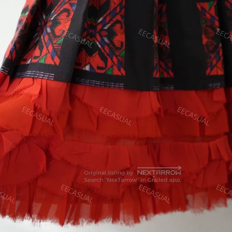 Comme des Garcons Comme Des Garcons size XS Red and black woven fringe pleat Size 23" - 6 Thumbnail