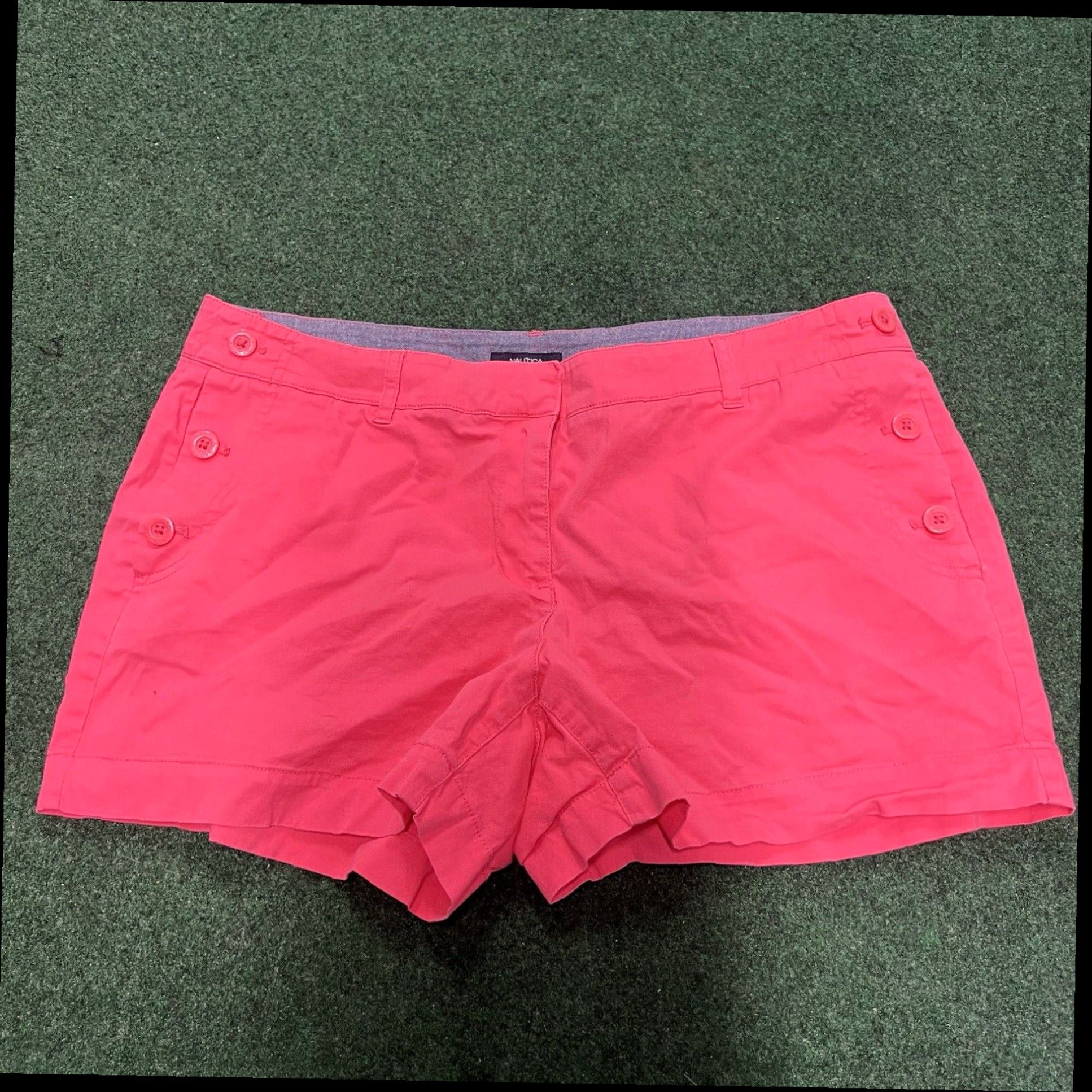 Nautica Nautica Shorts Womens 10 Pink Chino Mid-Rise 4.5" Zip Flat Front Summer Casual Size 34" / US 12 / IT 48 - 1 Thumbnail