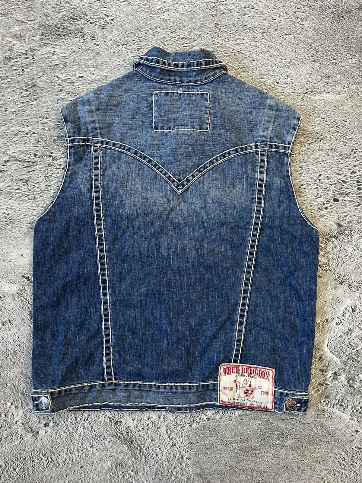 True Religion True Religion denim jacket vest blue contrast stitching Y2K Size US XXL / EU 58 / 5 - 7 Thumbnail