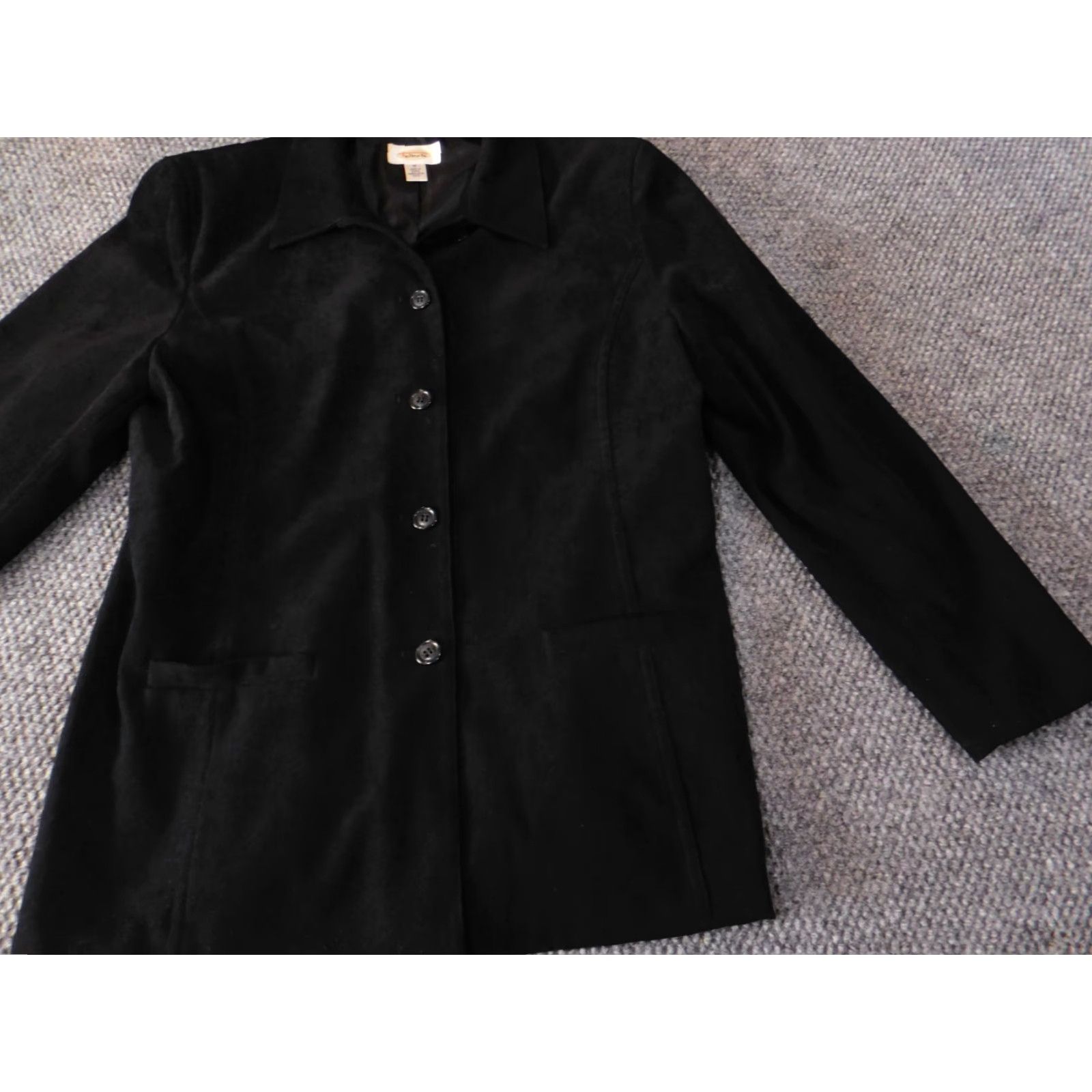 Talbots Talbots Jacket Black Strech Classic Trench Coat Medium Womens Polyester Button Long Sleeve Solid Mid-Length Casual Fall Spring Retro? Size M / US 6-8 / IT 42-44 - 3 Thumbnail