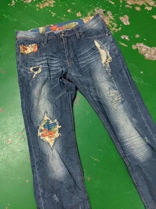 image of Distressed Denim x Gotcha Distressed Gotcha Denim Pants in Blue, Men's (Size 36)