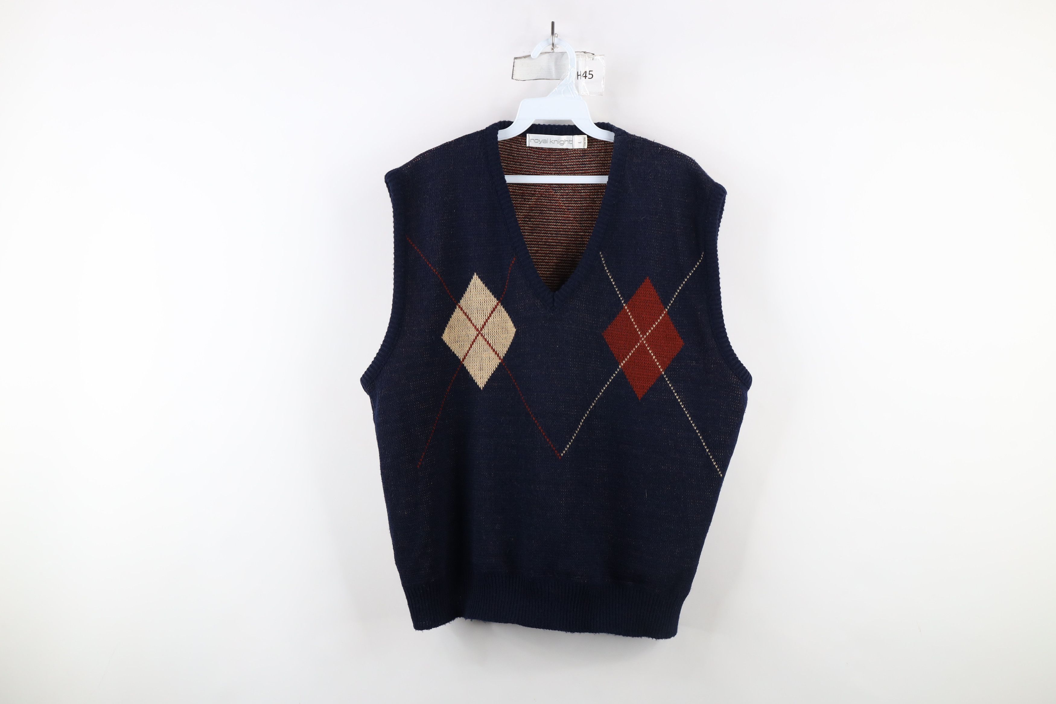 Vintage Vintage 70s Streetwear Diamond Knit V-Neck Sweater Vest USA Size US L / EU 52-54 / 3 - 1 Thumbnail