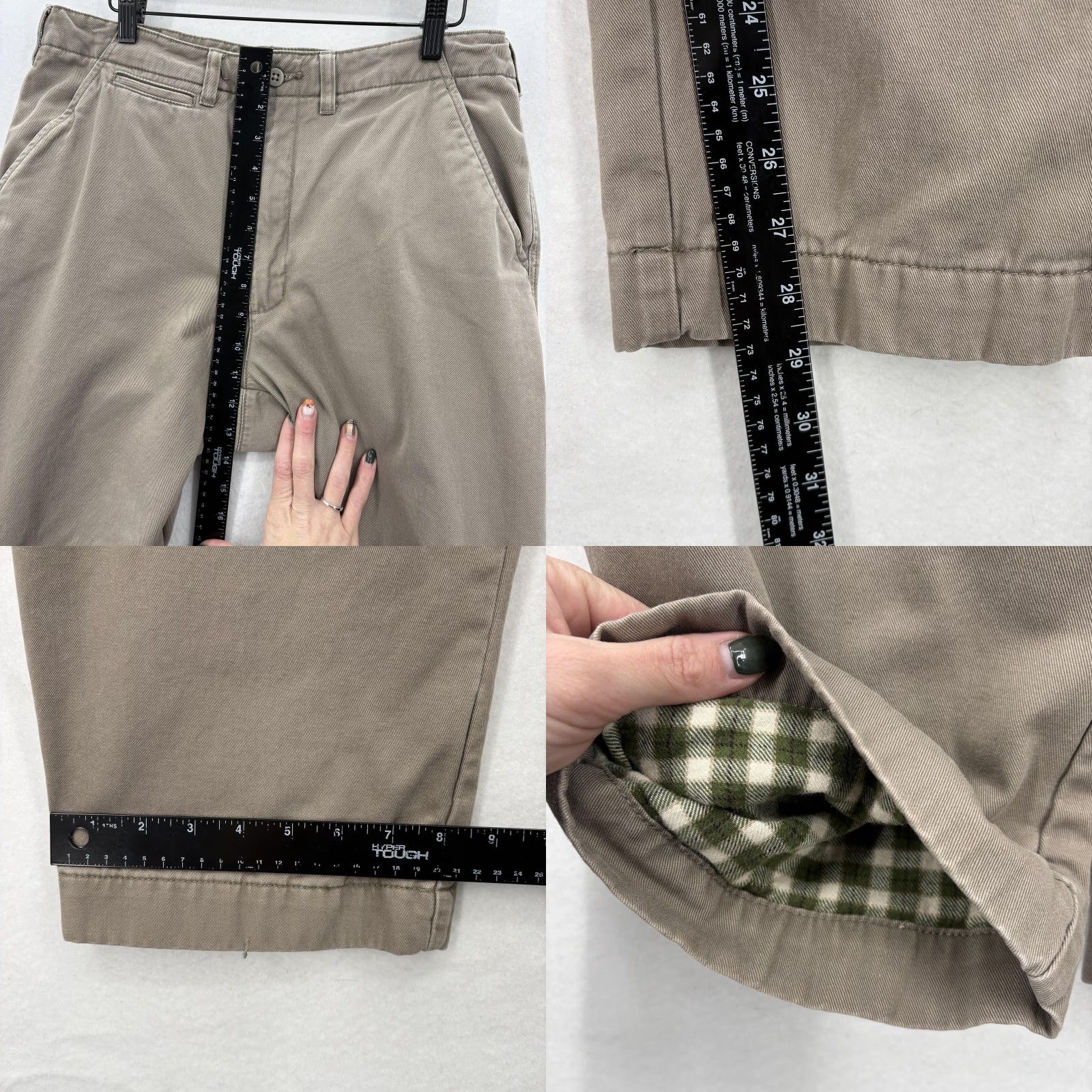 Vintage Cabela's Pants Mens 34x30 Khaki Flannel Lined Chore Casual Workwear Beig e 100% Cotton Straight Leg Pockets Zipper Button Front Mens Size US 34 / EU 50 - 8 Thumbnail