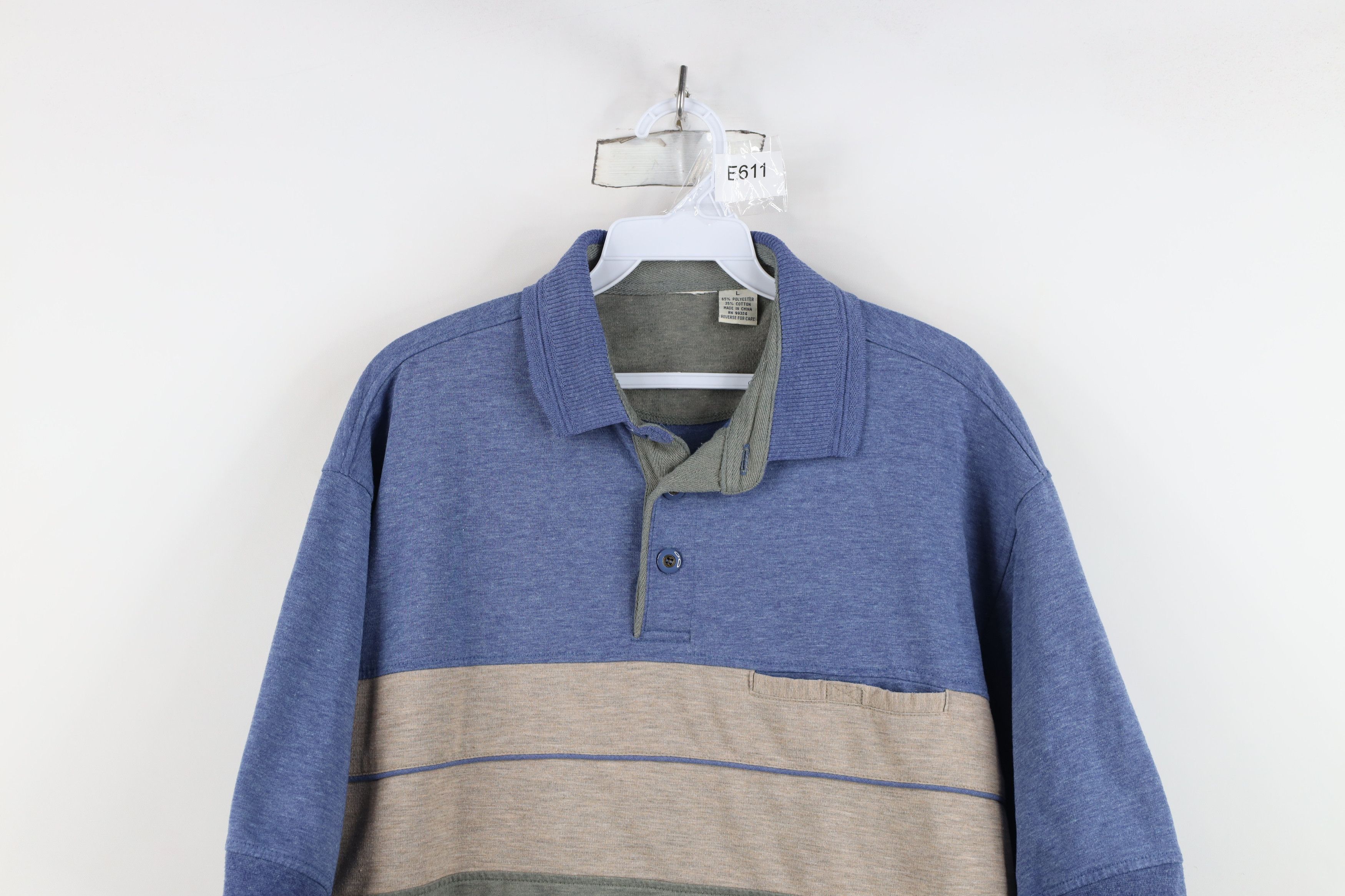 Vintage Vintage 90s Streetwear Striped Block Pullover Polo Shirt Size US L / EU 52-54 / 3 - 2 Thumbnail