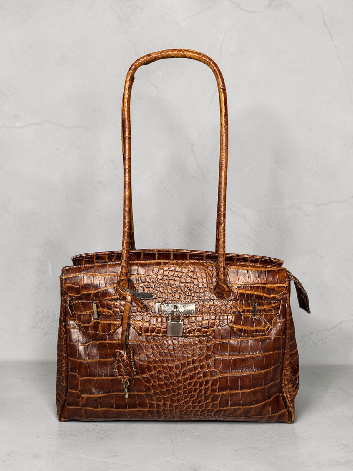 Vintage IfSixWasNine Birkin Style Crocodile Faux Leather Bag