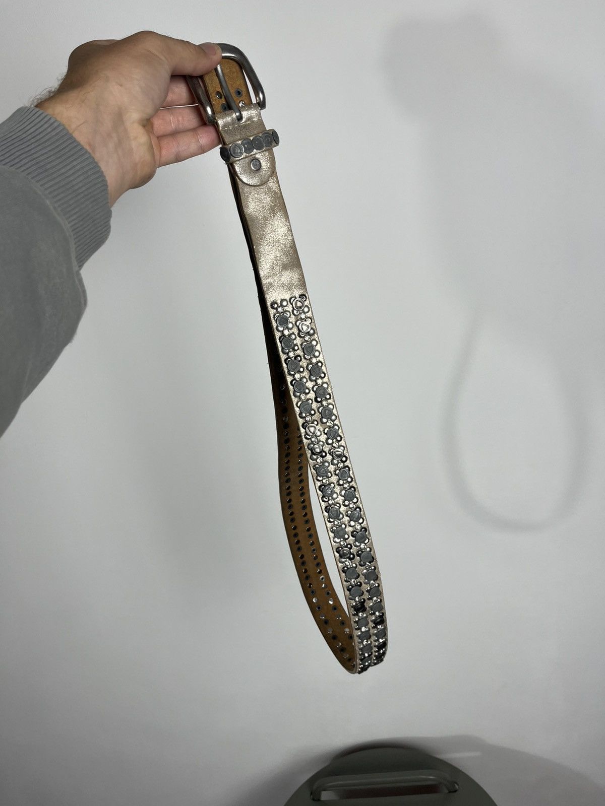 Other Avant Garde Faux Leather Silver Studded Heart Buckle Belt Size ONE SIZE - 10 Thumbnail