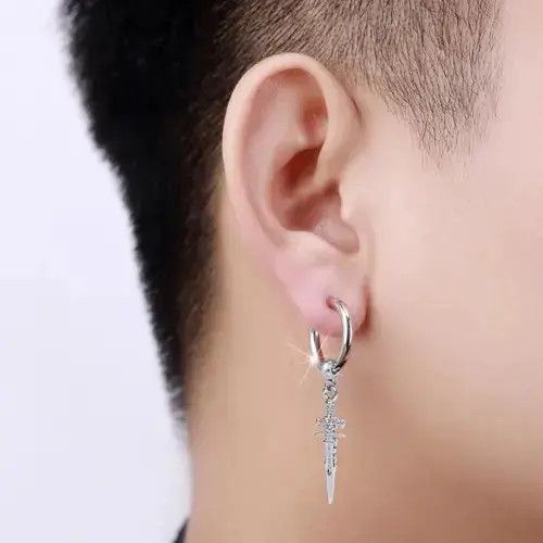 Other Titanium Steel Dagger Dangle Drop Earrings for Men Women Size ONE SIZE - 2 Thumbnail