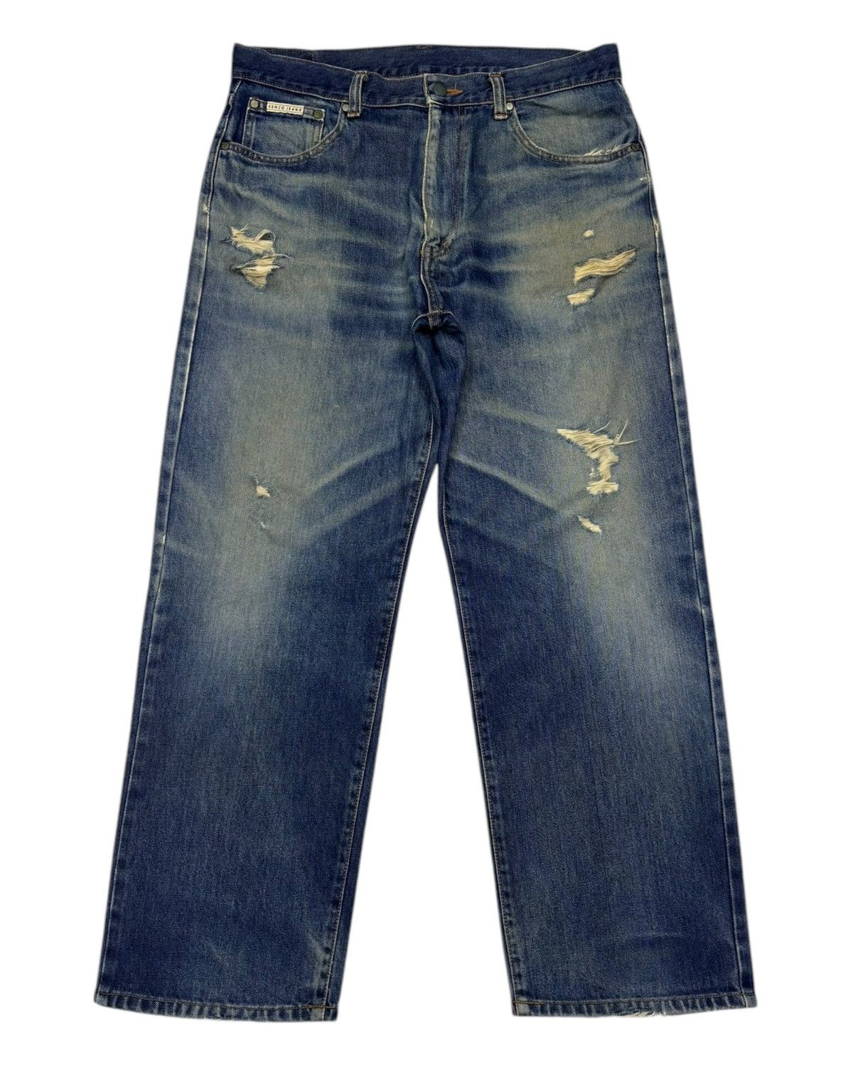 Kenzo × Vintage Vintage KENZO Ripped Distressed BAGGY JEANS Size US 33 - 7 Thumbnail