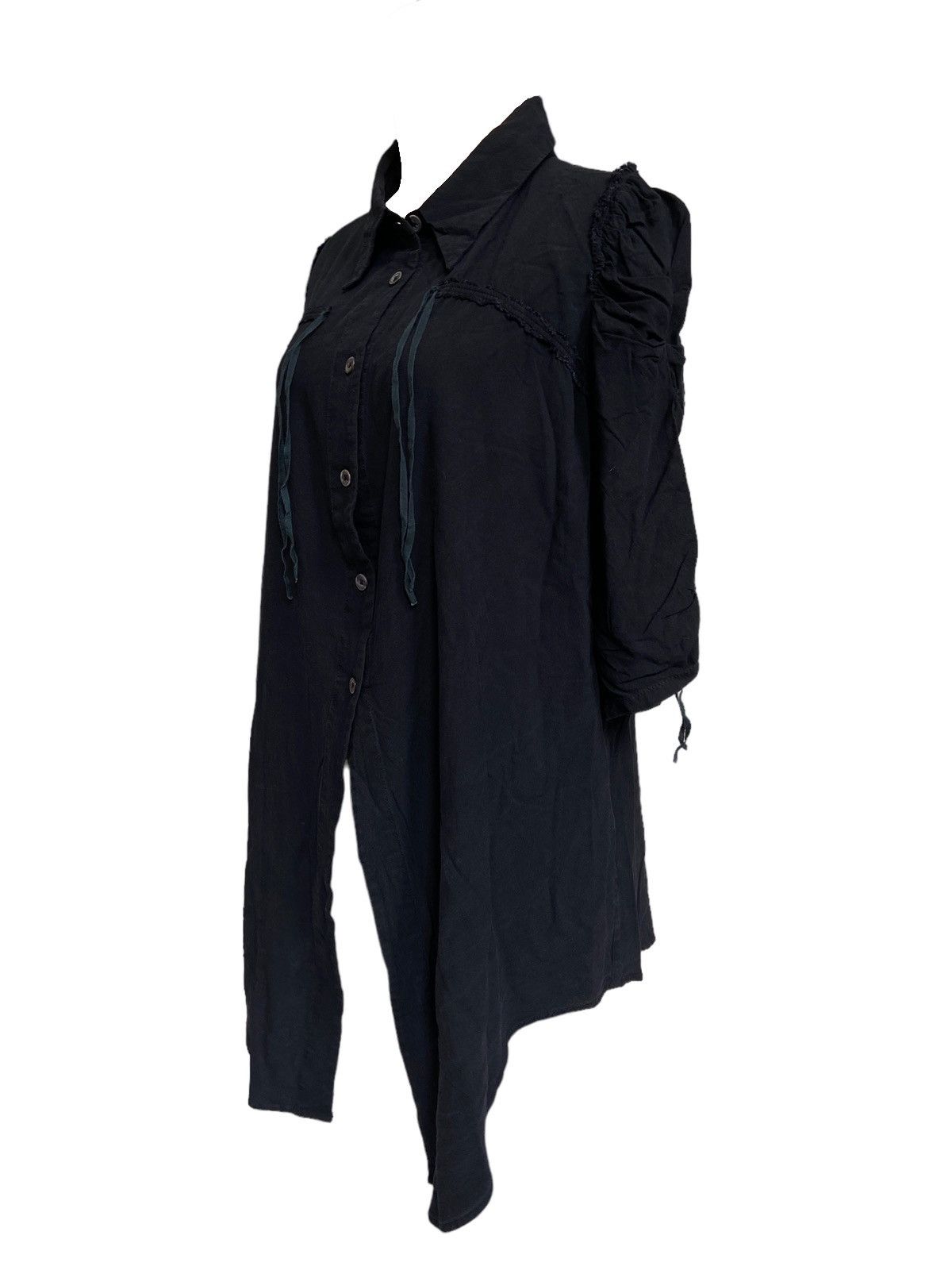 image of Ann Demeulemeester Deconstructed Artisanal Isidora Shirt in Black, Women's (Size Medium)
