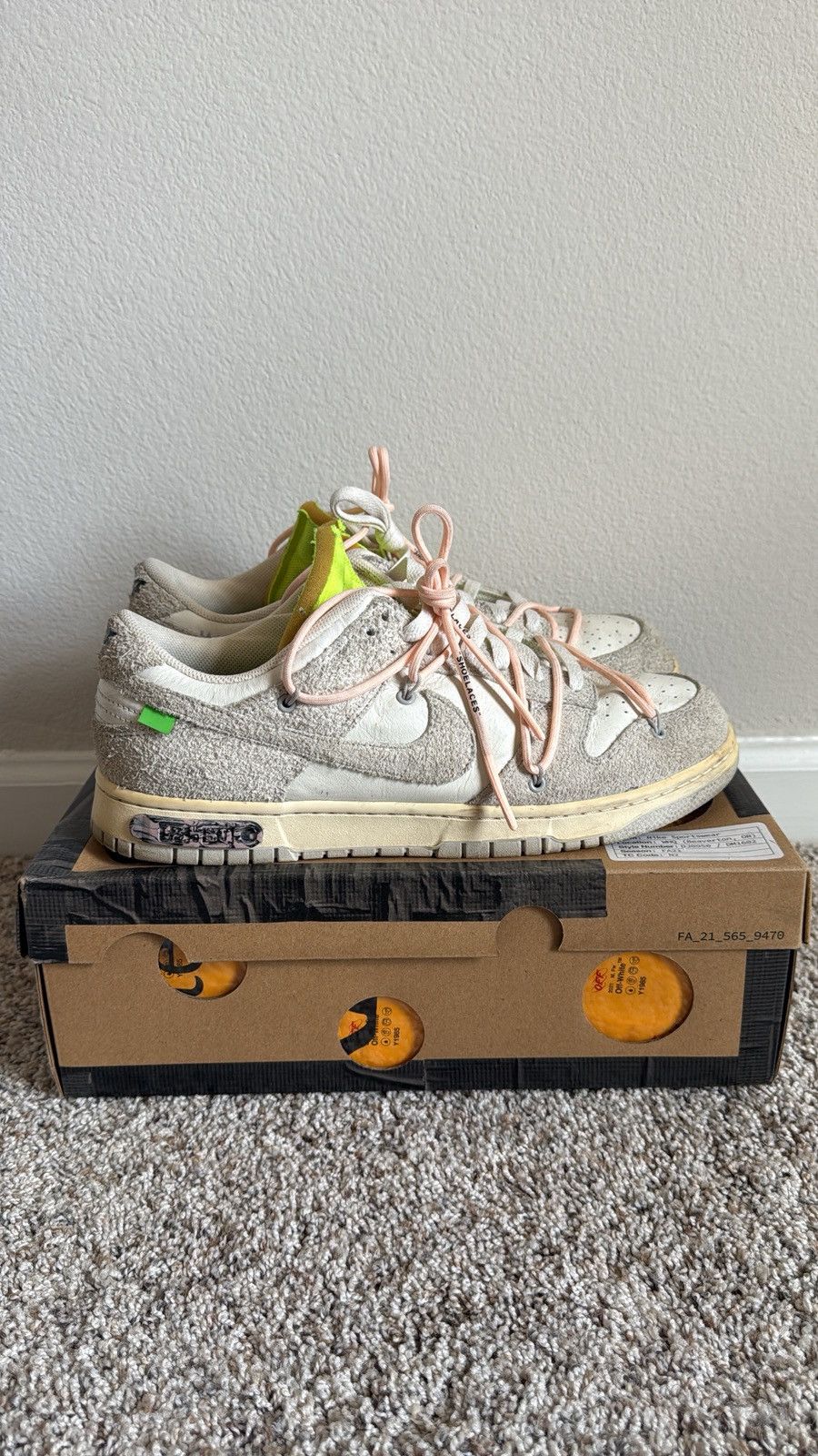 Nike × Off-White Off White Nike Dunk Low Lot #12 of #50 👟☑️🚧🖤🤍 Size US 12 / EU 45 - 2 Thumbnail