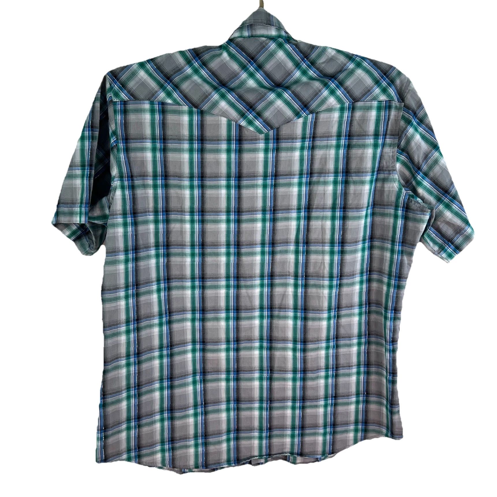 Wrangler Wrangler Shirt Plaid Button-Up Men’s L Grey Green Short Sleeve Western Casual - (But must use only original words; also avoid extra punctuation.) Size US L / EU 52-54 / 3 - 2 Thumbnail