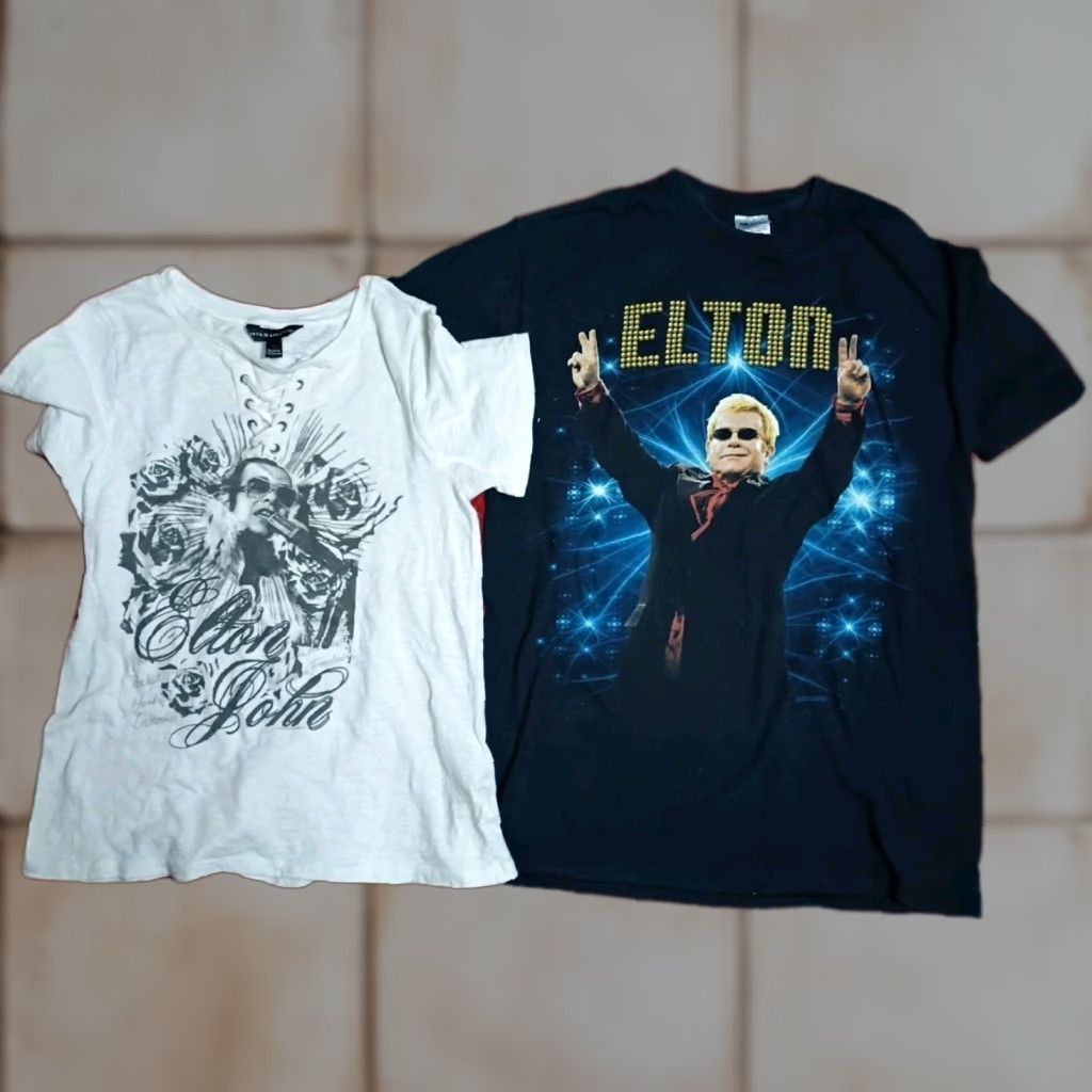 Vintage VINTAGE Rock And Republic T-Shirt Rock Retro Elton John Ladies M Men's M 2 Pack White T Shirt Size M / US 6-8 / IT 42-44 - 1 Thumbnail