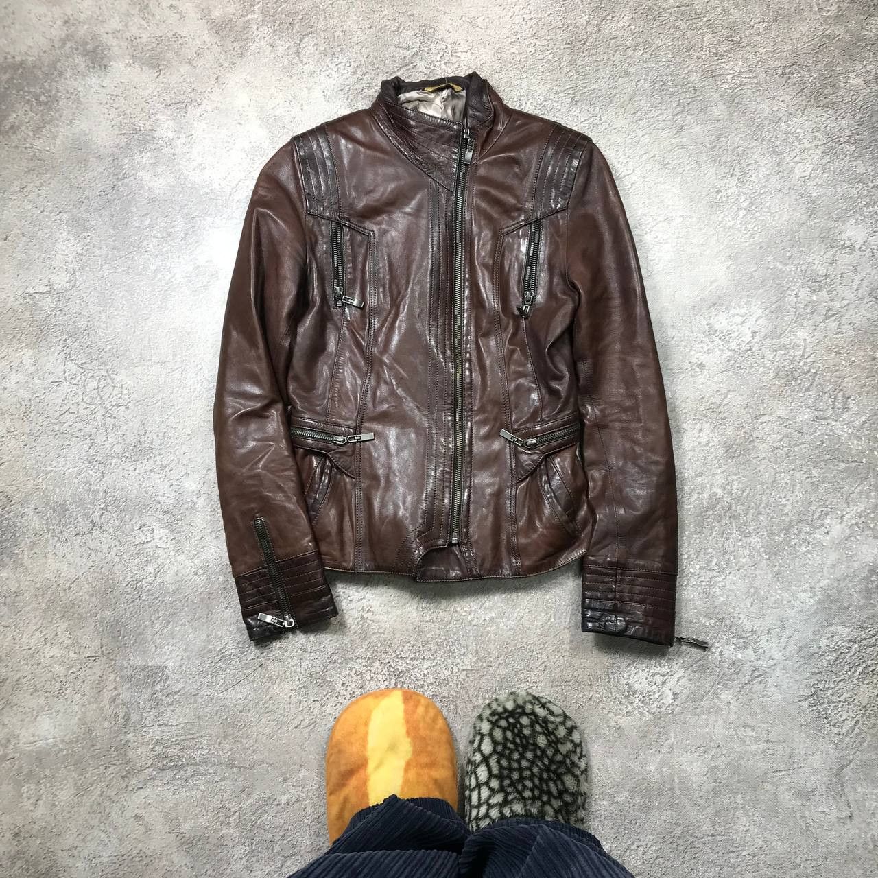 Vintage Vintage Y2K Brown Leather Jacket Streetwear Grunge Slim M Size M / US 6-8 / IT 42-44 - 1 Thumbnail