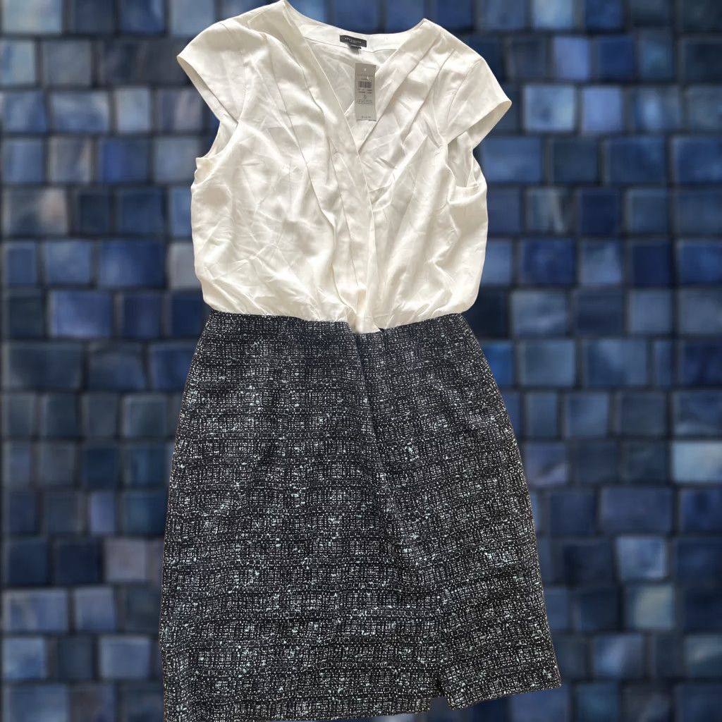 Ann Taylor NWT Ann Taylor Dress Womens 8 Black/White Sleeveless A-Line Bodycon Office Dress Shirt? Size M / US 6-8 / IT 42-44 - 1 Thumbnail