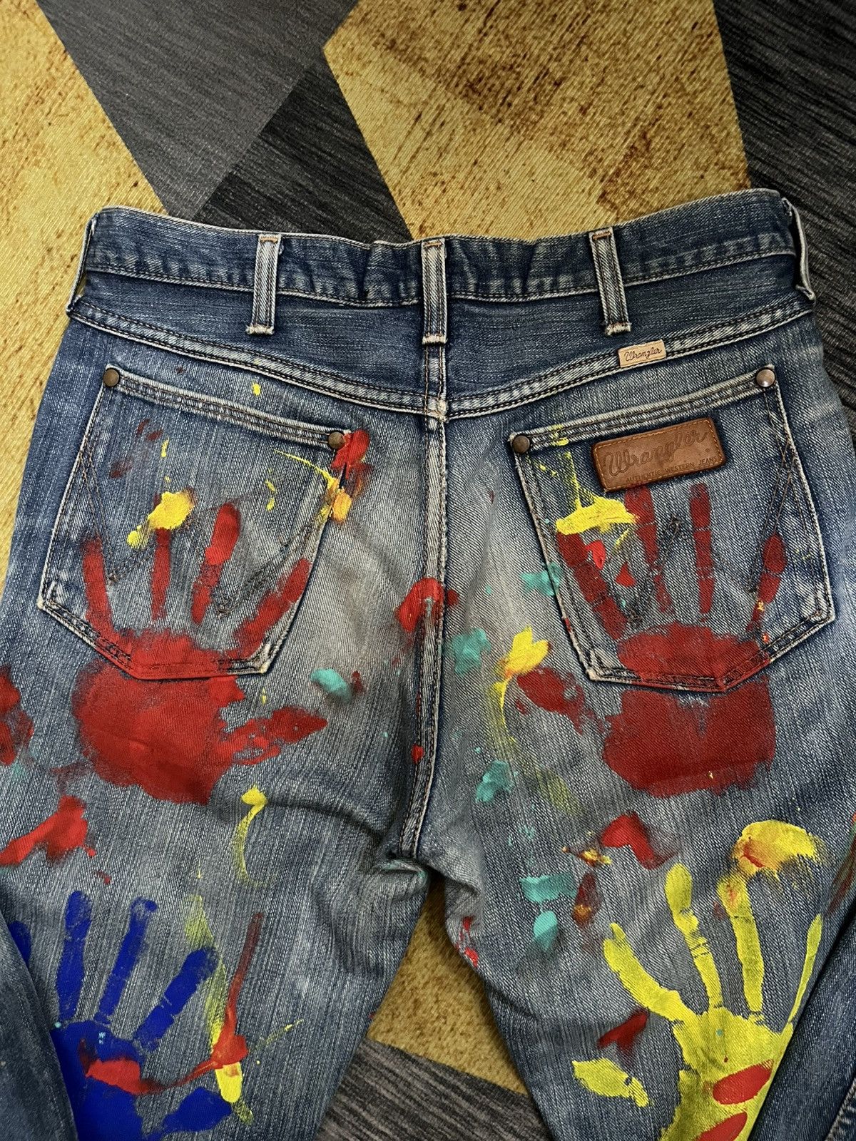 Wrangler 1990s Flared sanforized handprints splatter paint #H3 Size US 32 / EU 48 - 4 Thumbnail